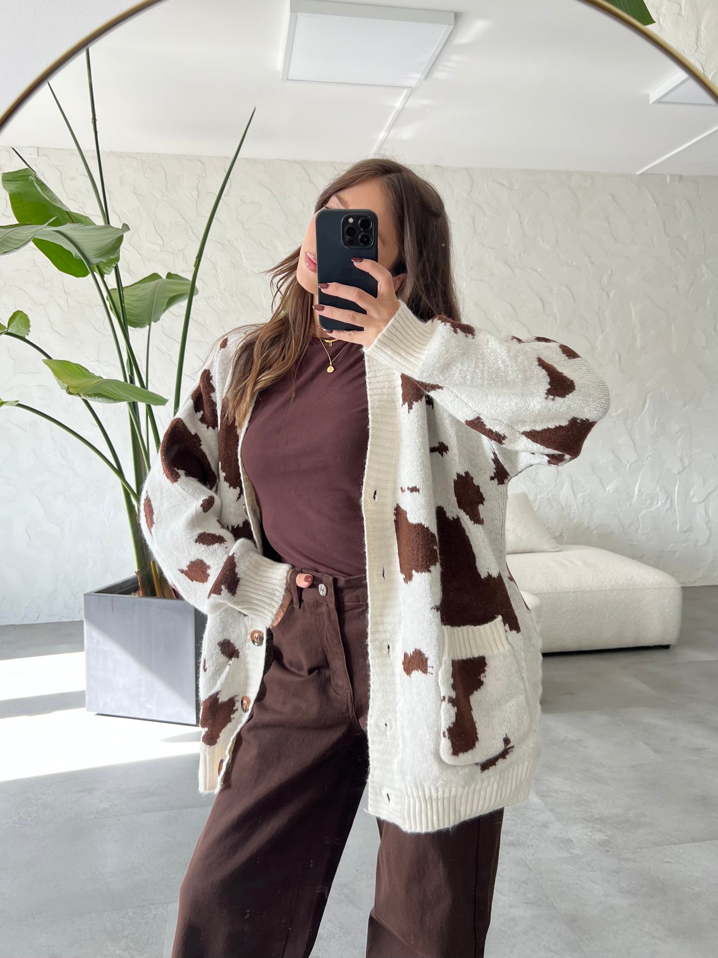 Cardigan stampa mucca