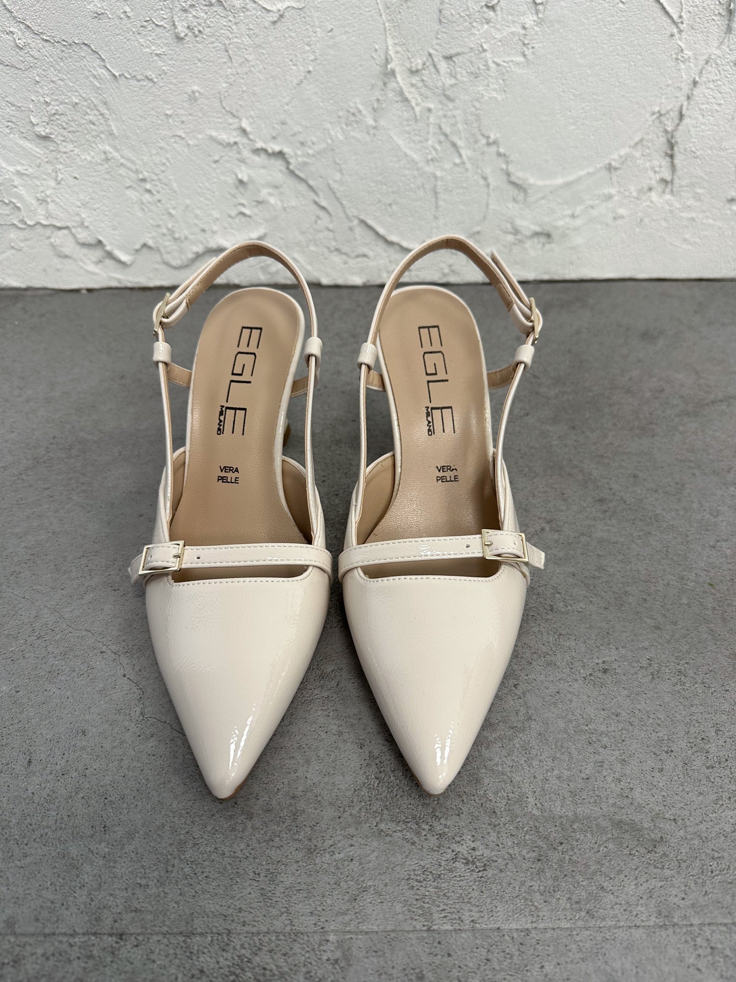 Décolleté slingback naplak cinturini burro