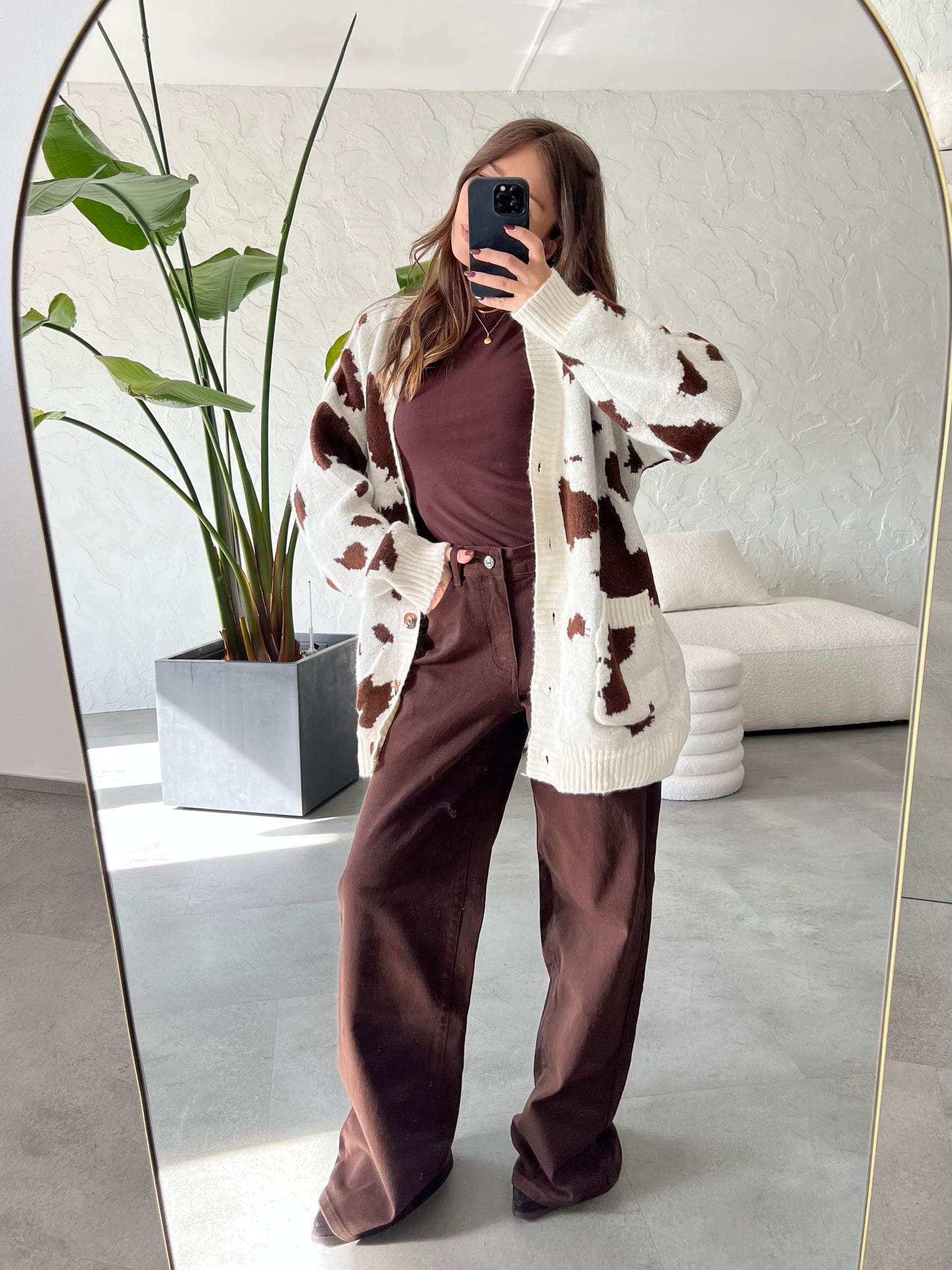 Cardigan stampa mucca