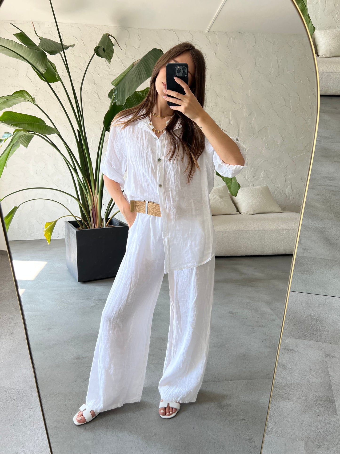 Pantalone lino cintura