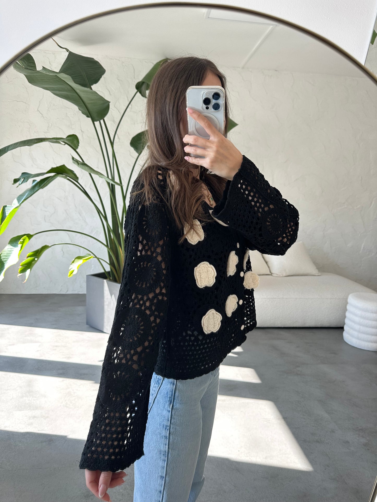 Cardigan Crochet fiori
