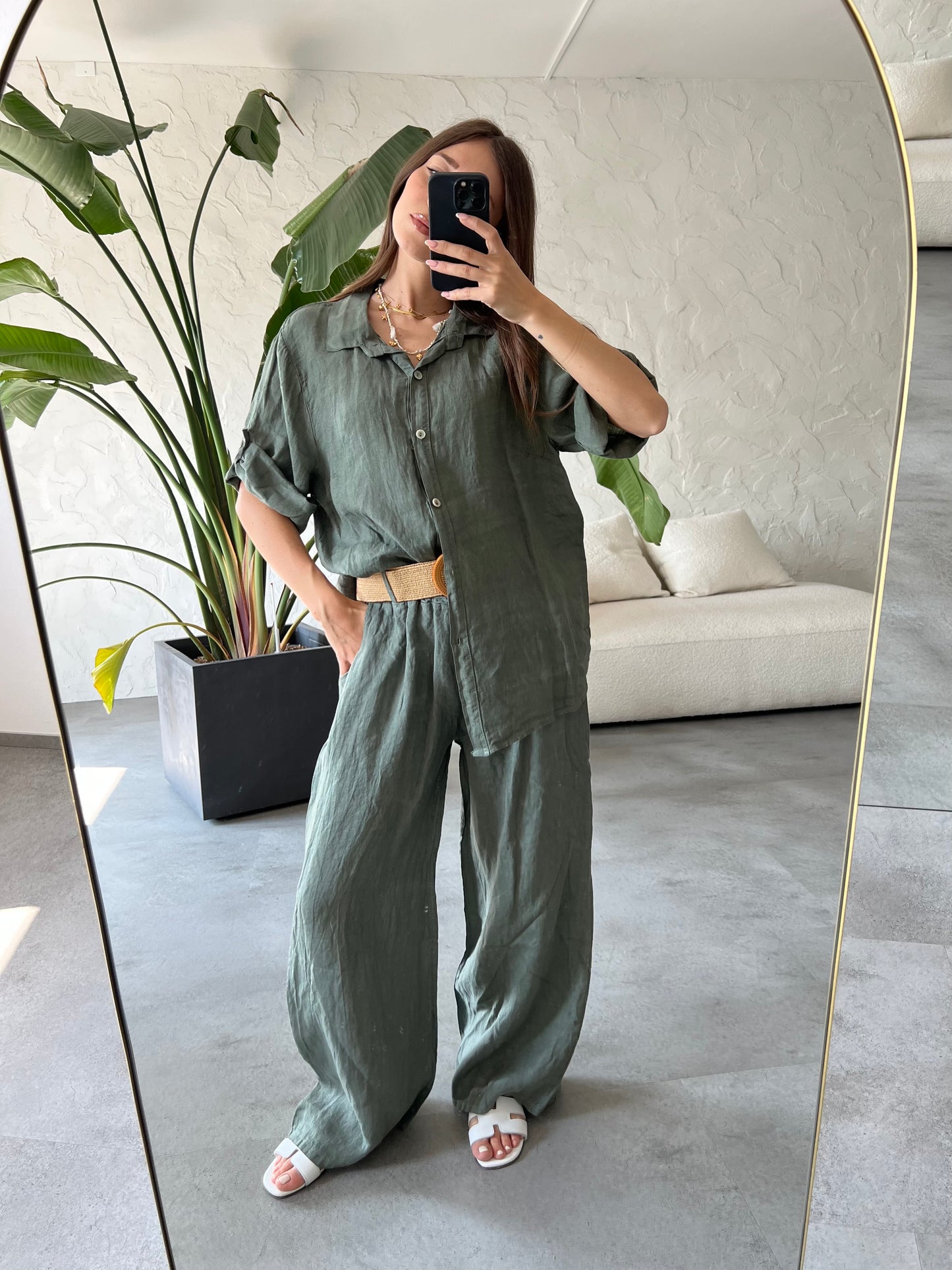 Pantalone lino cintura