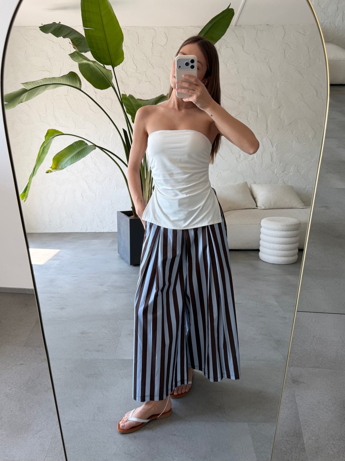 Pantalone righe cotone