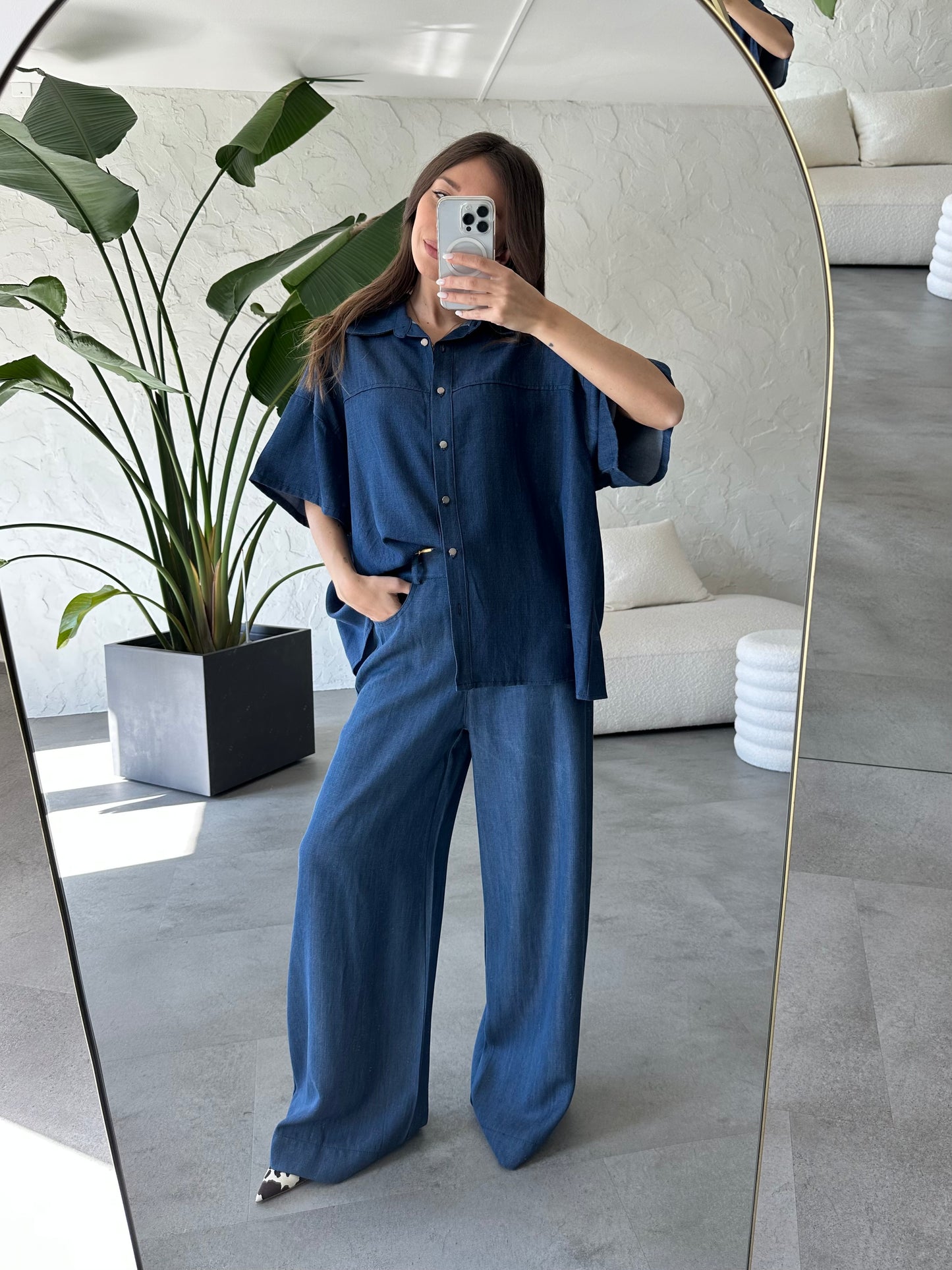 Camicia effetto jeans