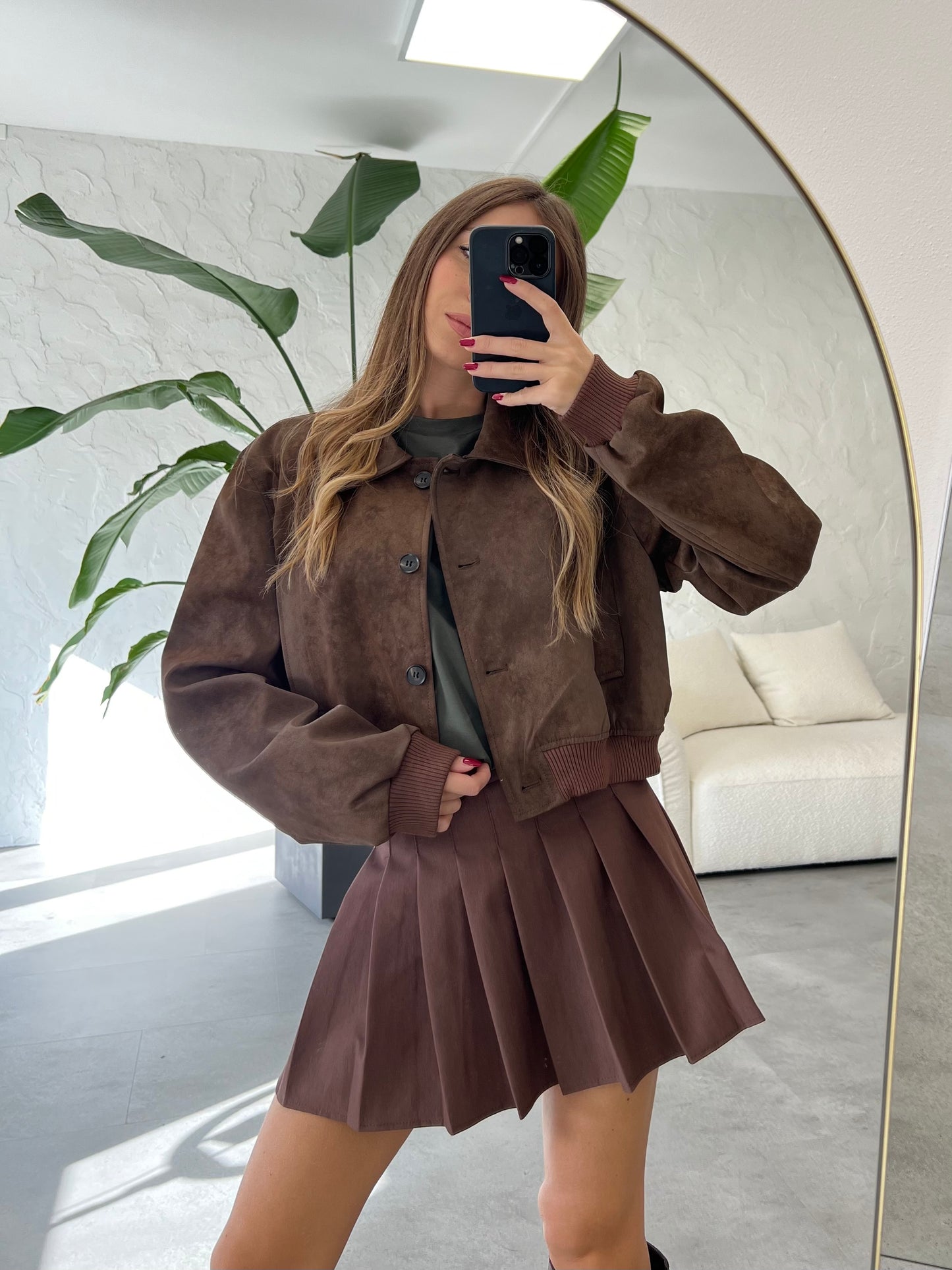 Giacca corta suede