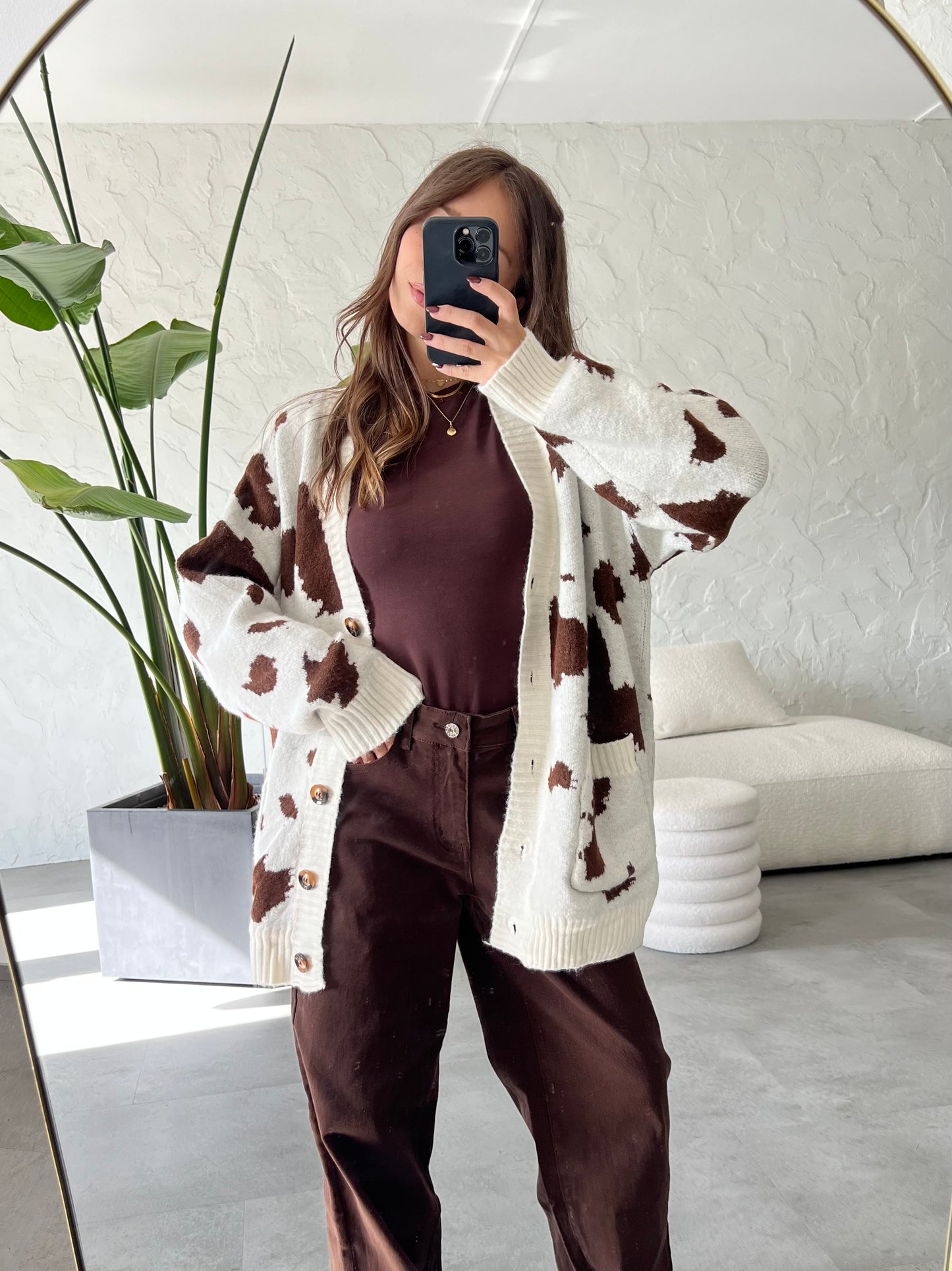 Cardigan stampa mucca