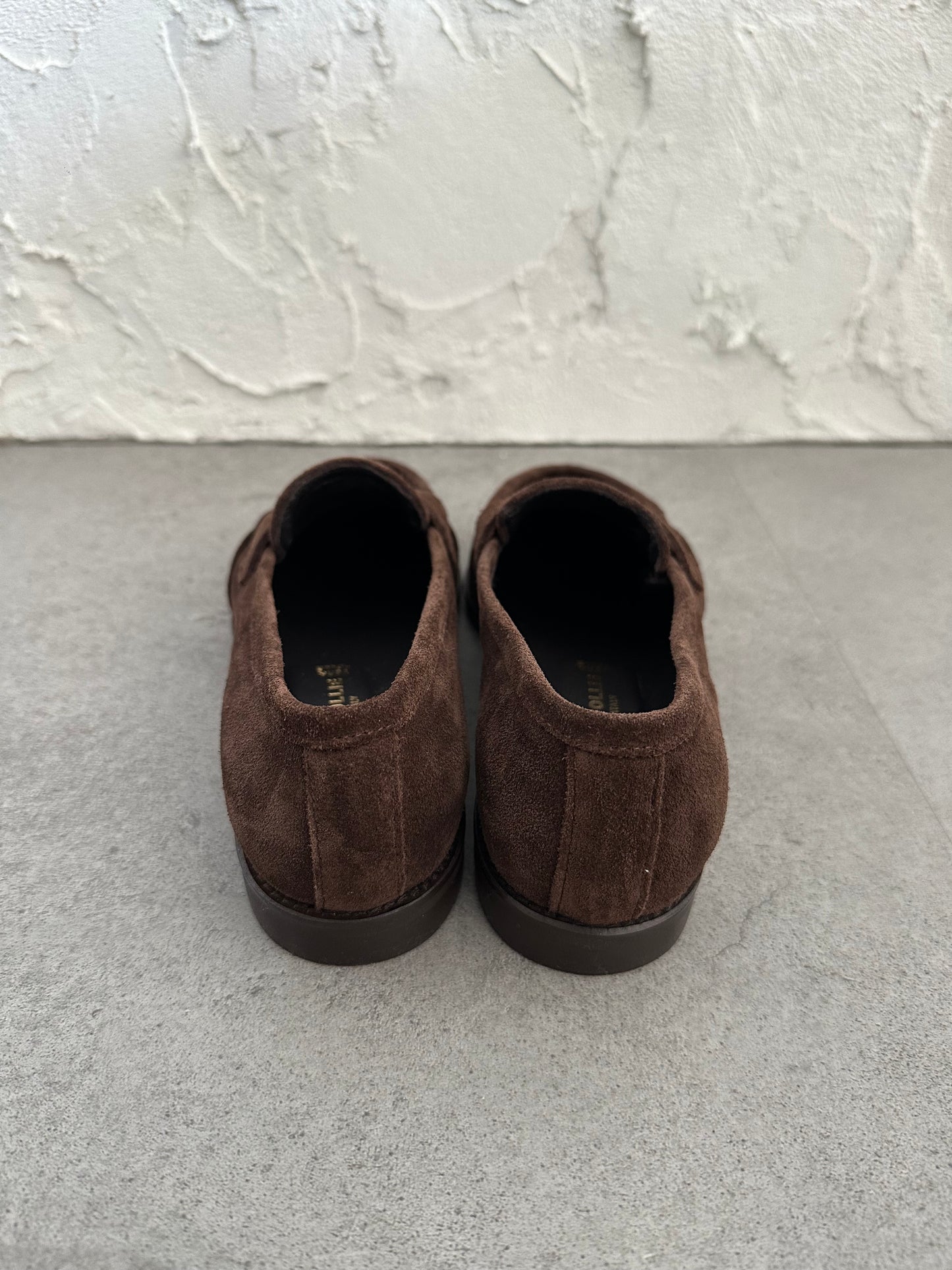 Mocassino con arricciatura camoscio marrone