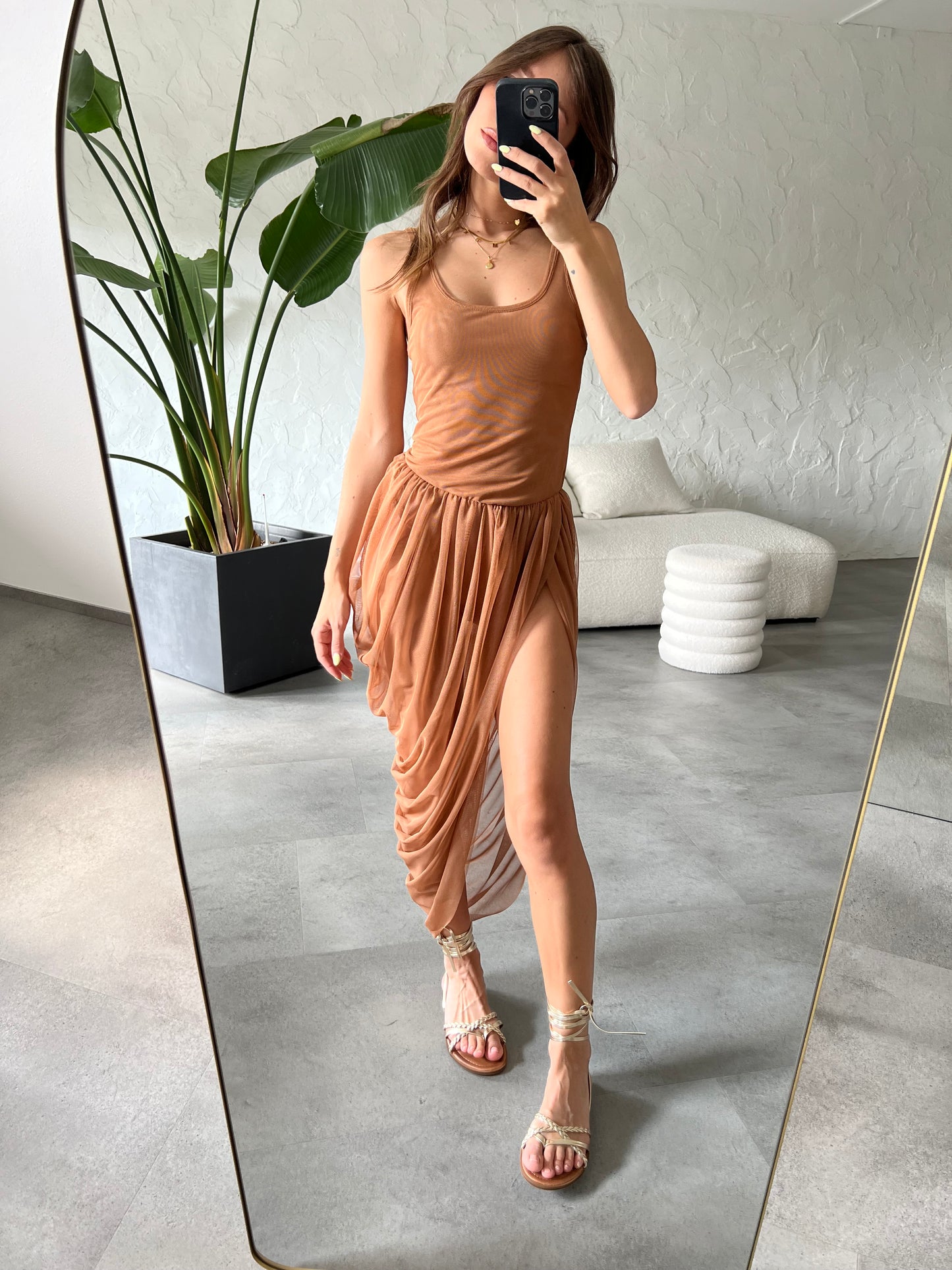 Abito tulle nude