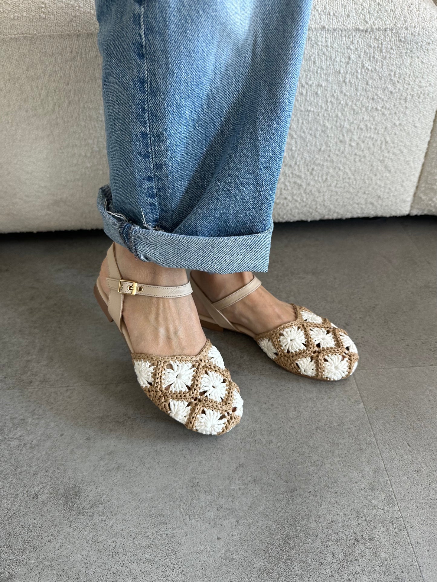 Ballerina rafia cinghietta caviglia