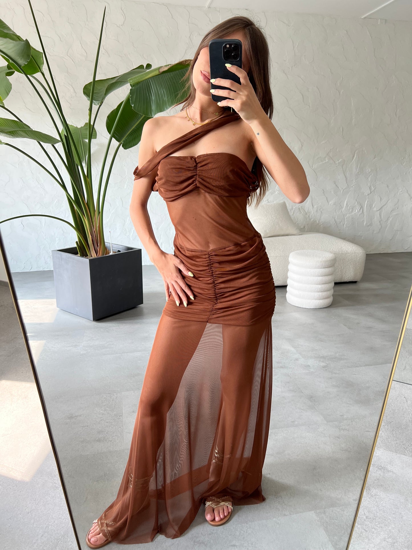 Abito tulle marrone