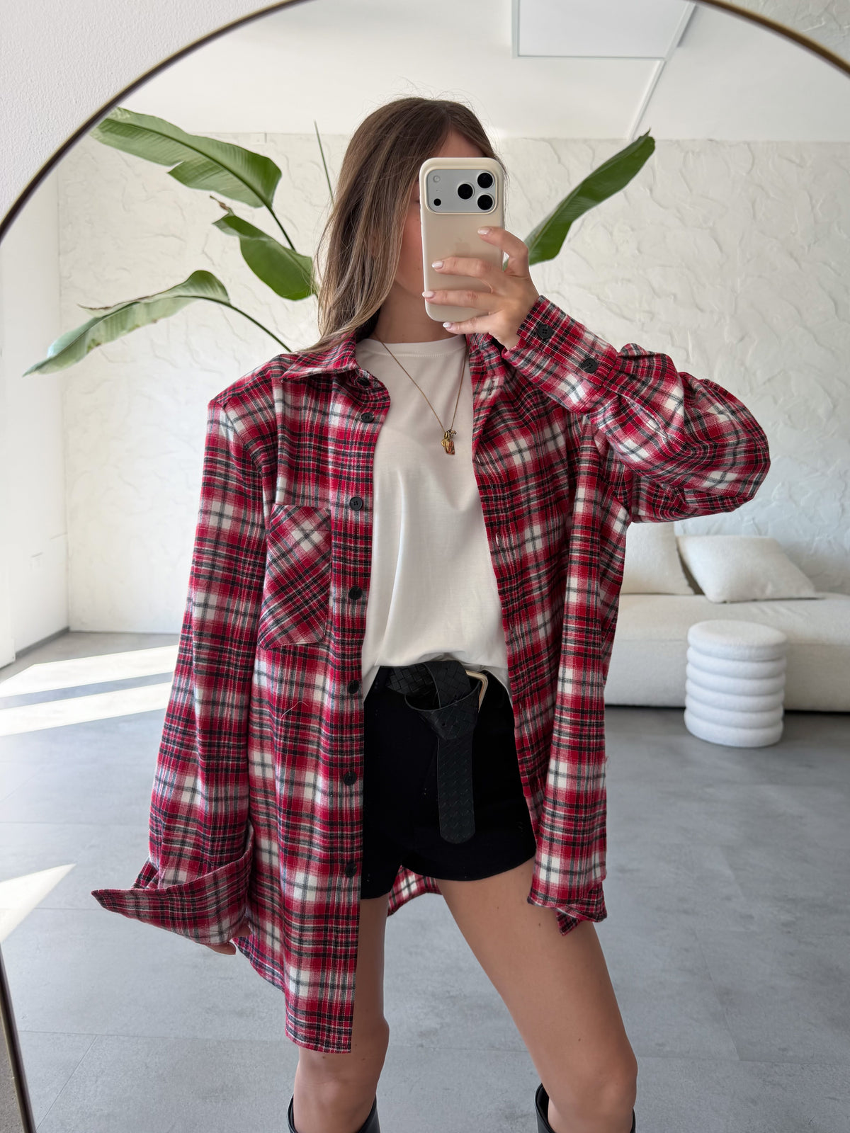 Camicia check spalline