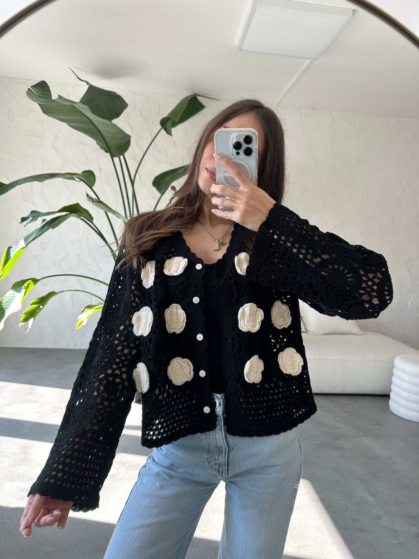 Cardigan Crochet fiori