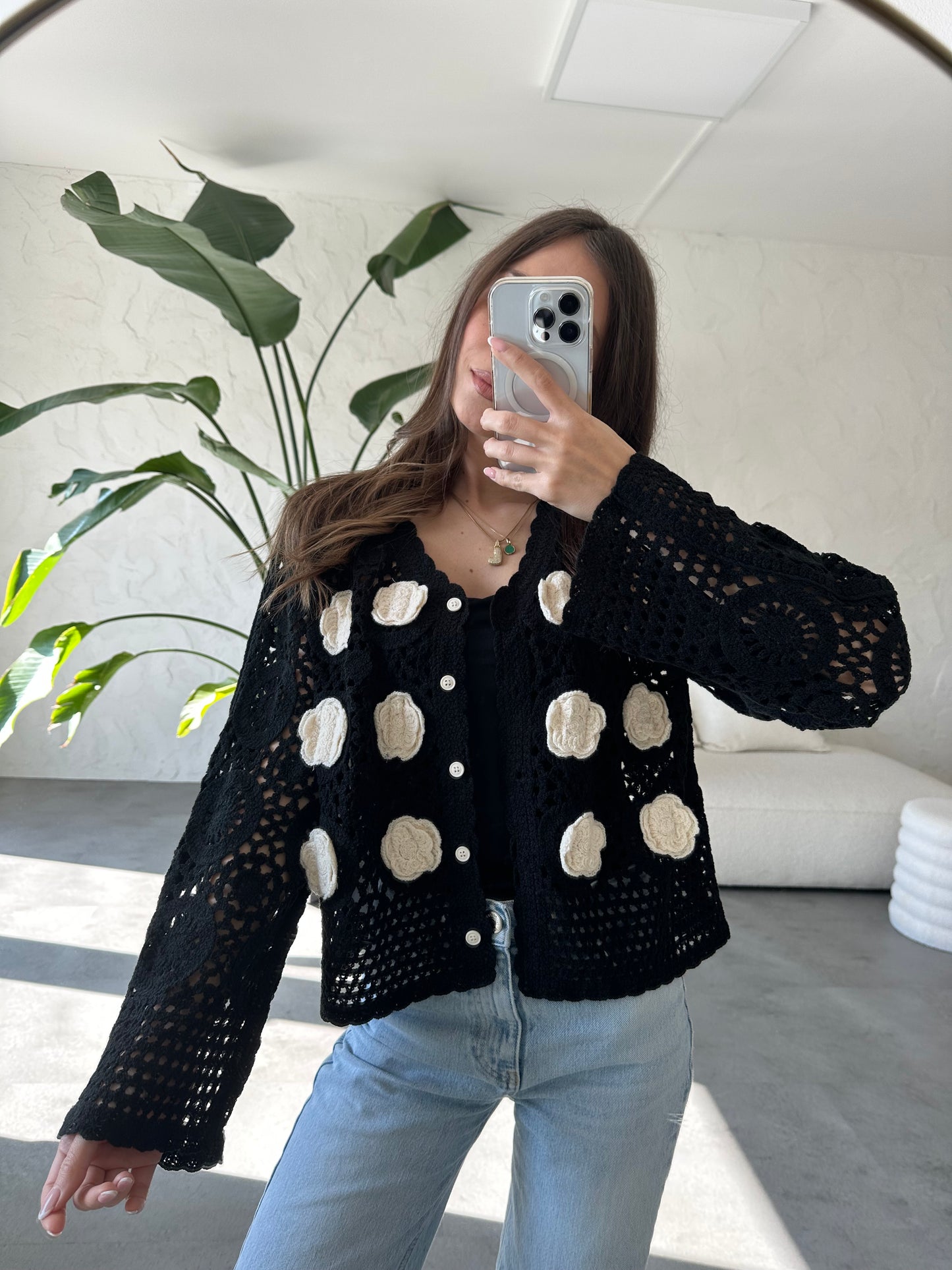Cardigan Crochet fiori