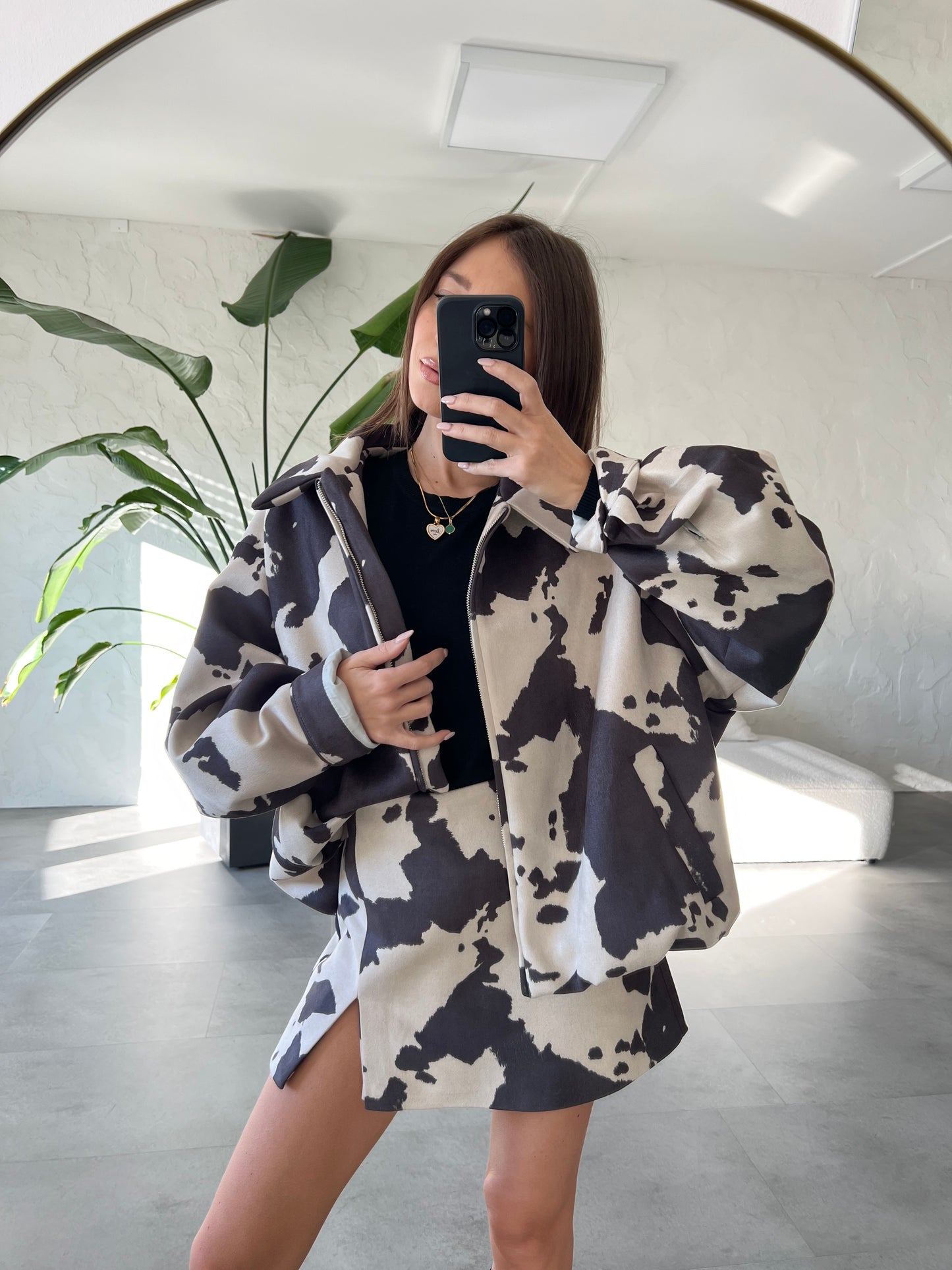 Gonna pantalone stampa mucca