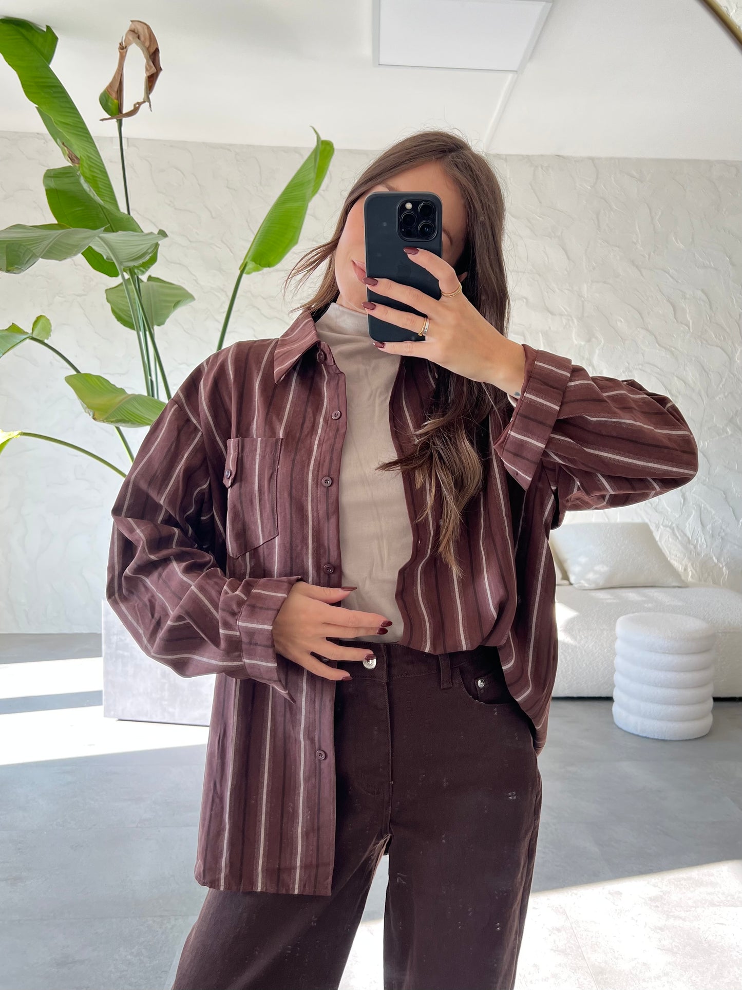 Camicia brown righe