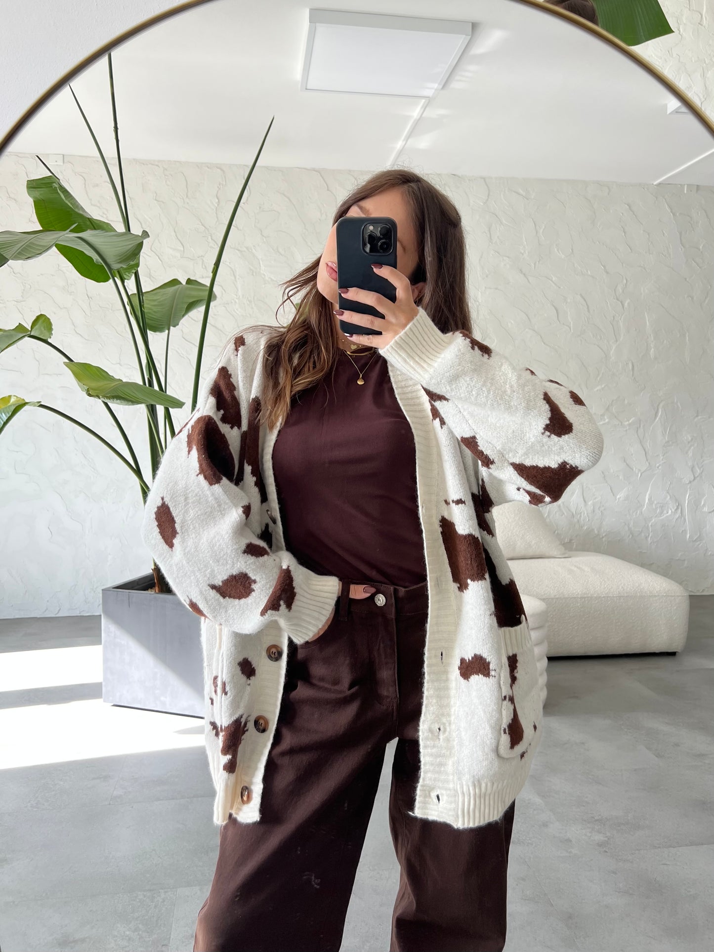 Cardigan stampa mucca