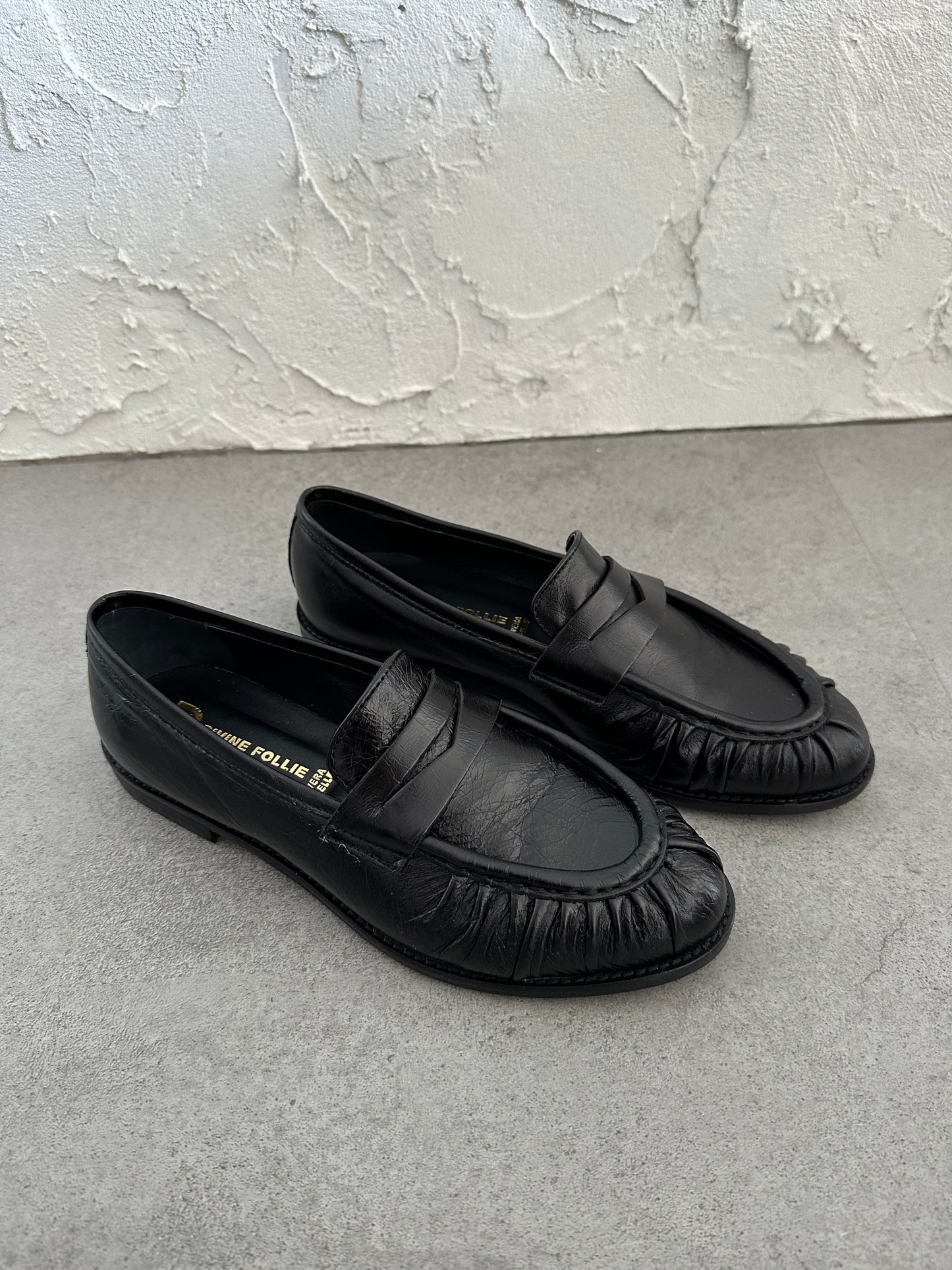Mocassino con arricciatura nero