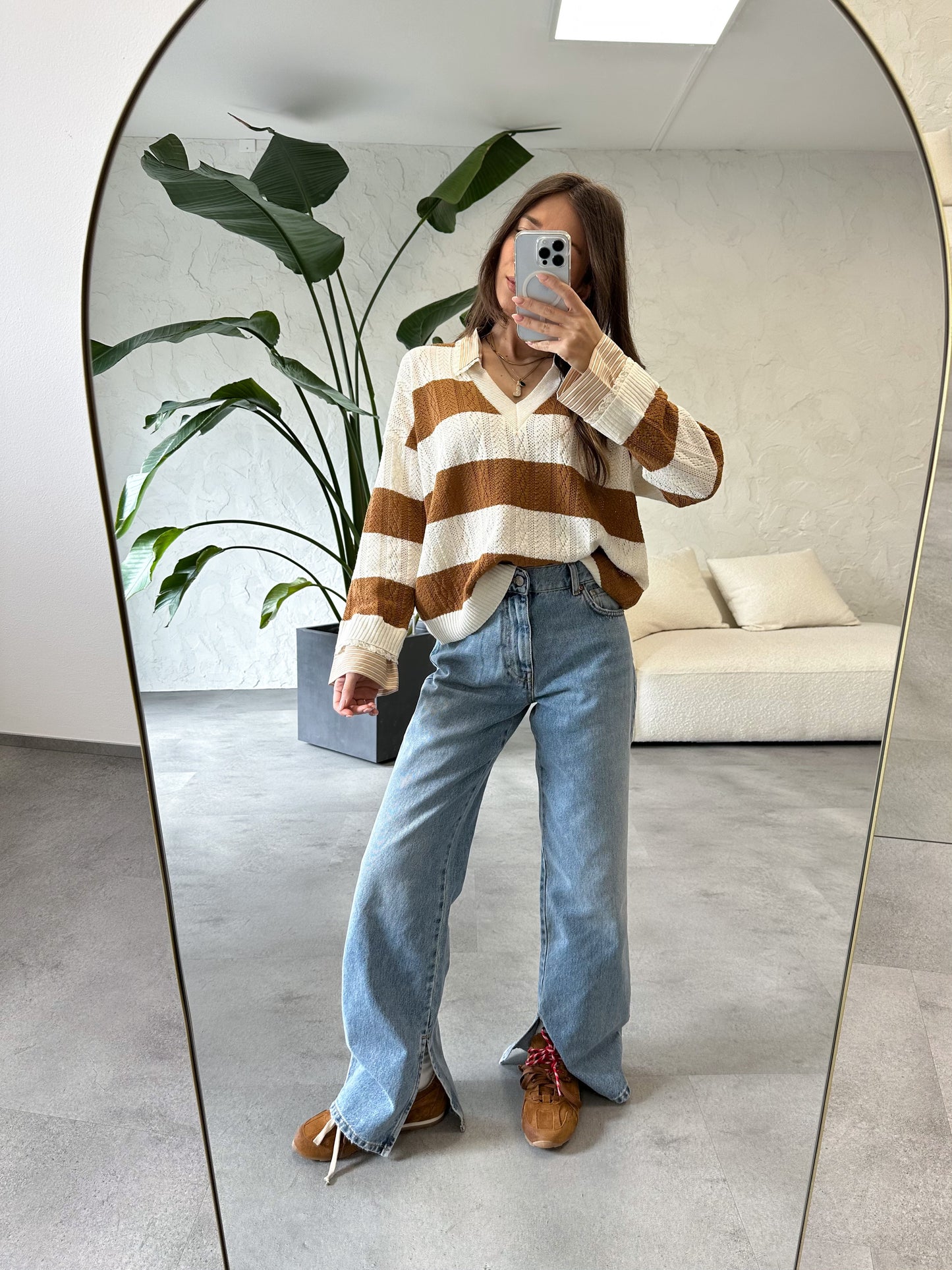 Maglione traforato inserti camicia Vicolo