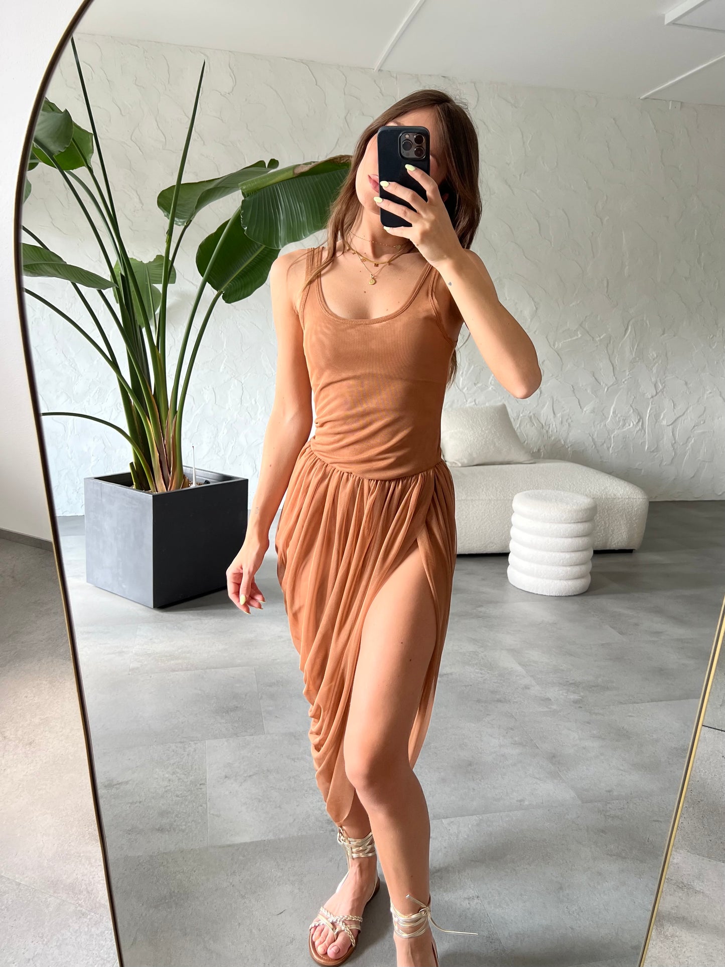 Abito tulle nude