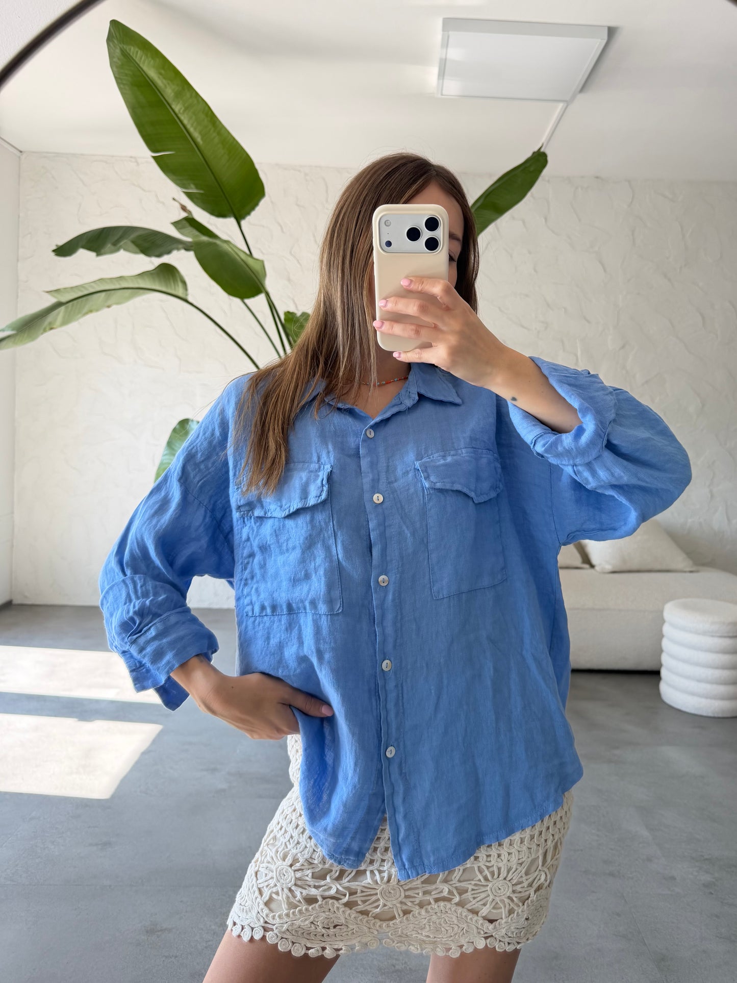 Camicia lino tasche