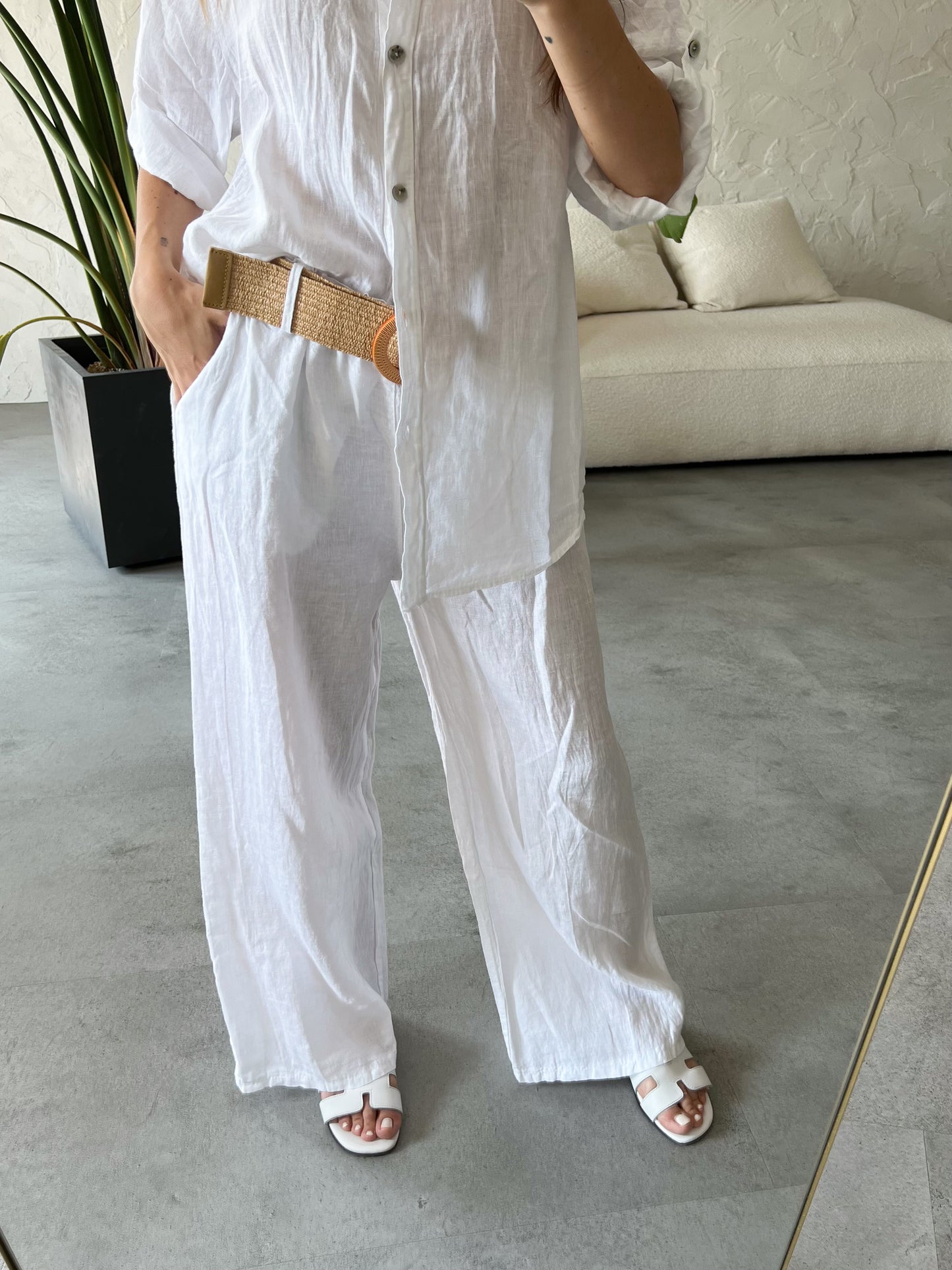 Pantalone lino cintura