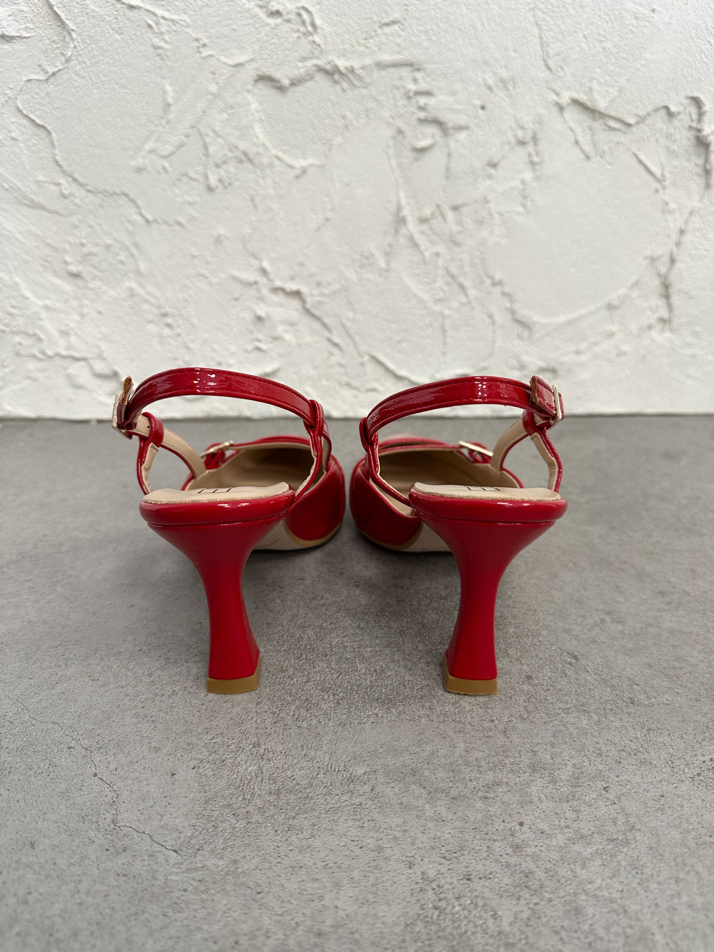Décolleté slingback naplak cinturini rosso