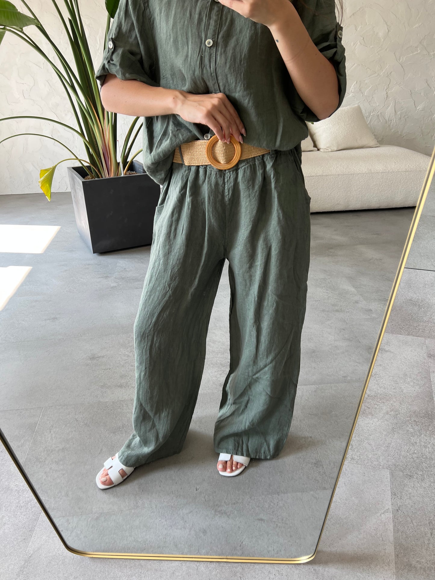 Pantalone lino cintura