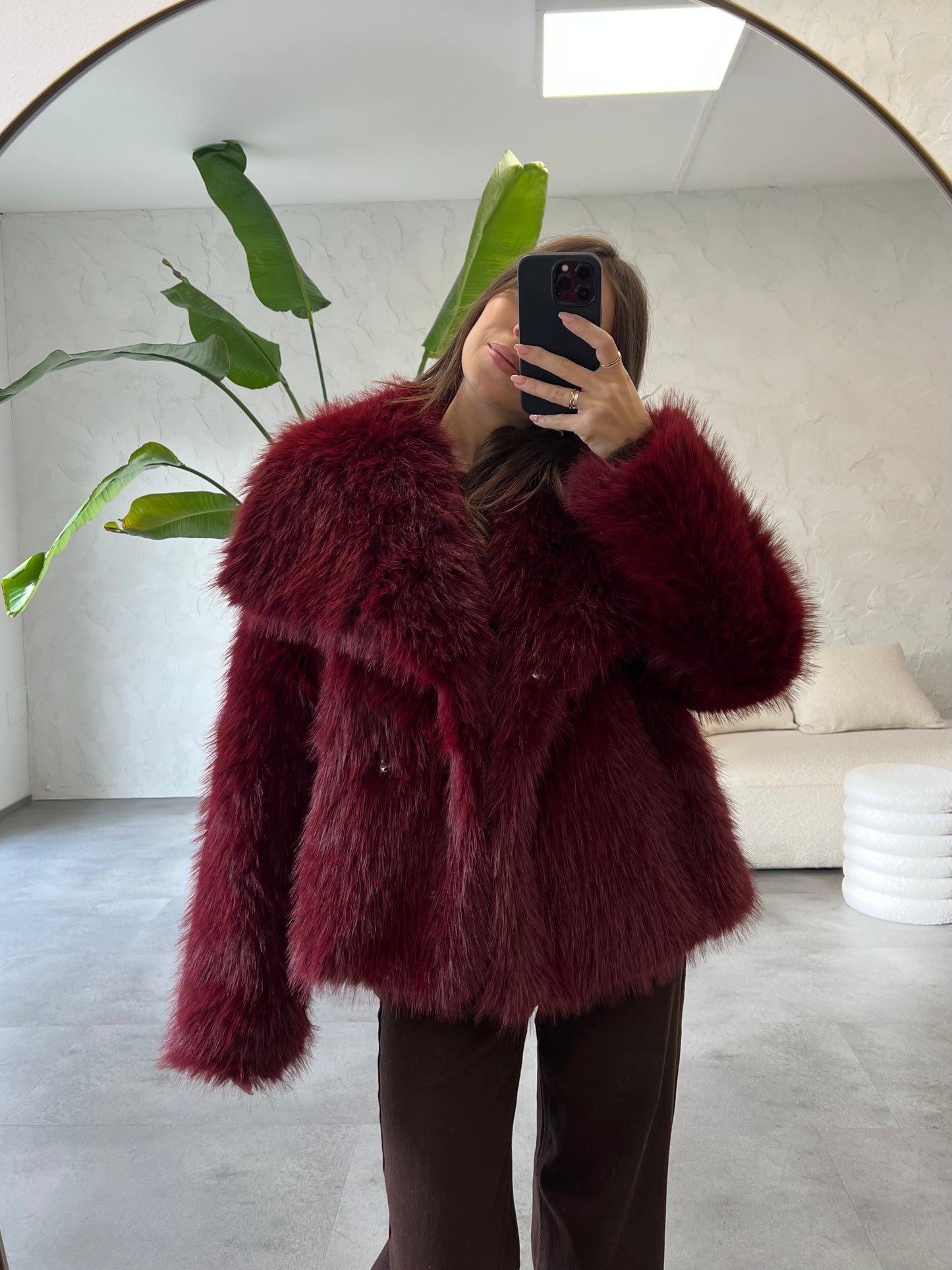 Eco pelliccia borgogna