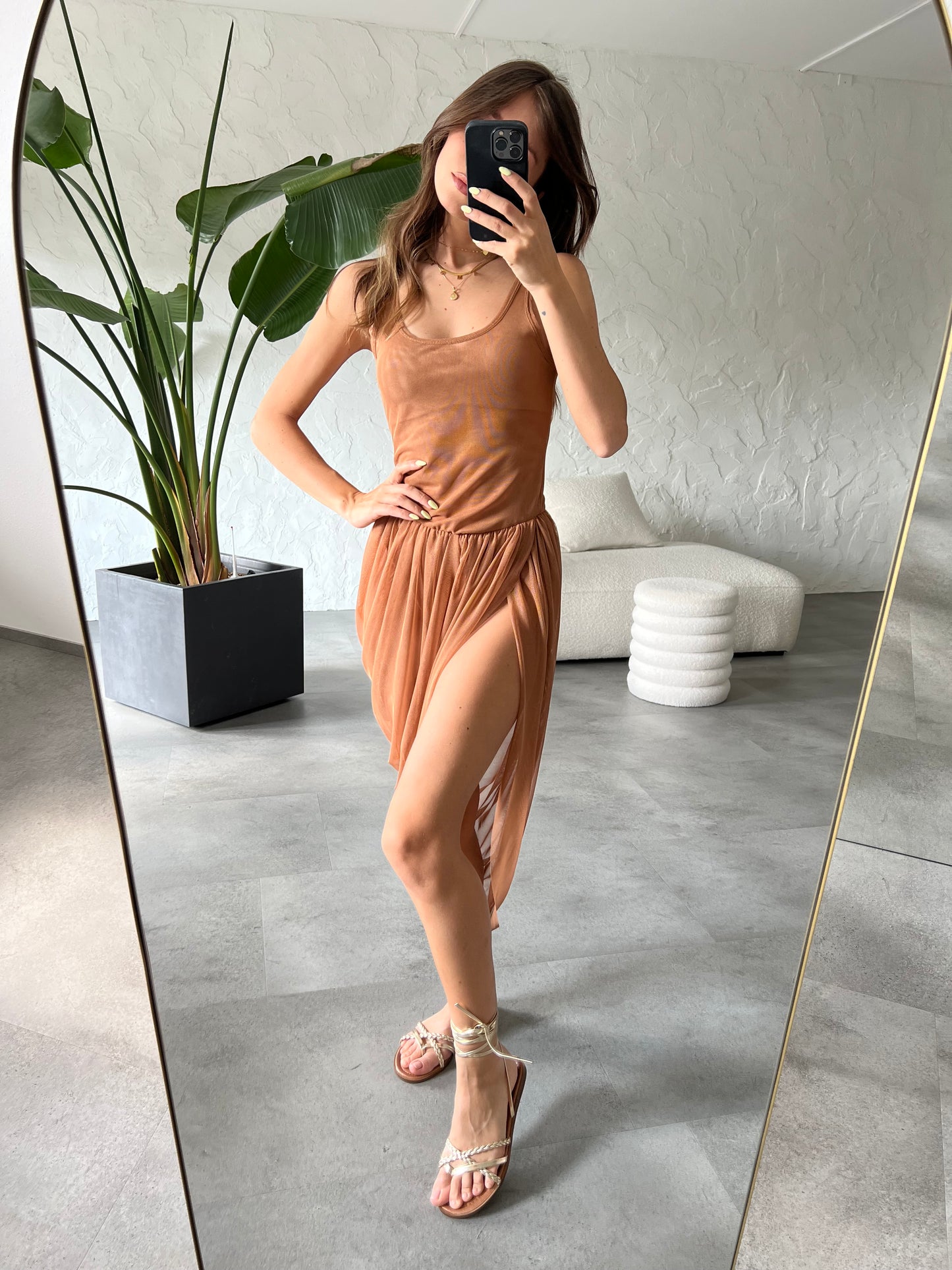 Abito tulle nude