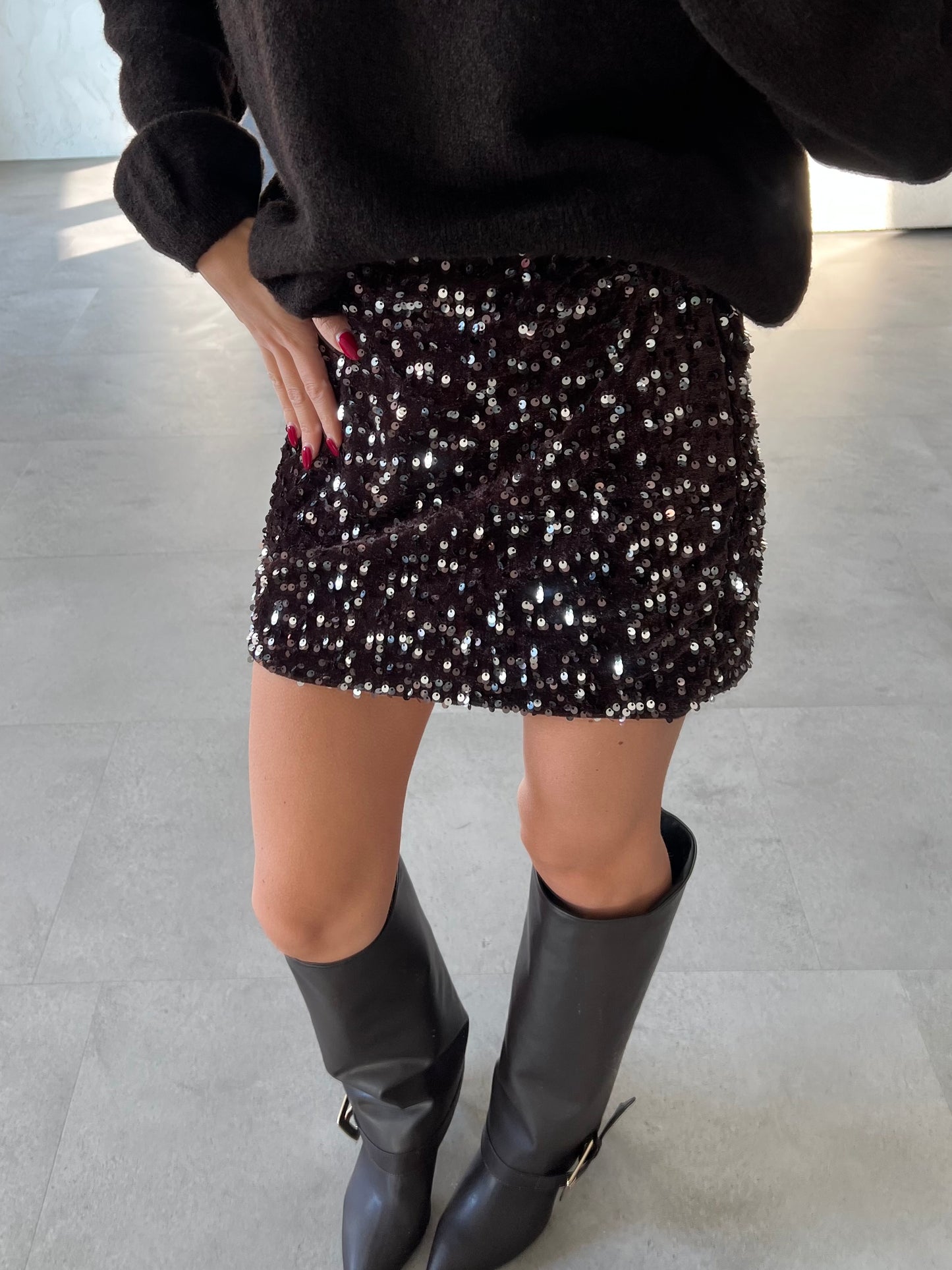 Minigonna velvet paillettes