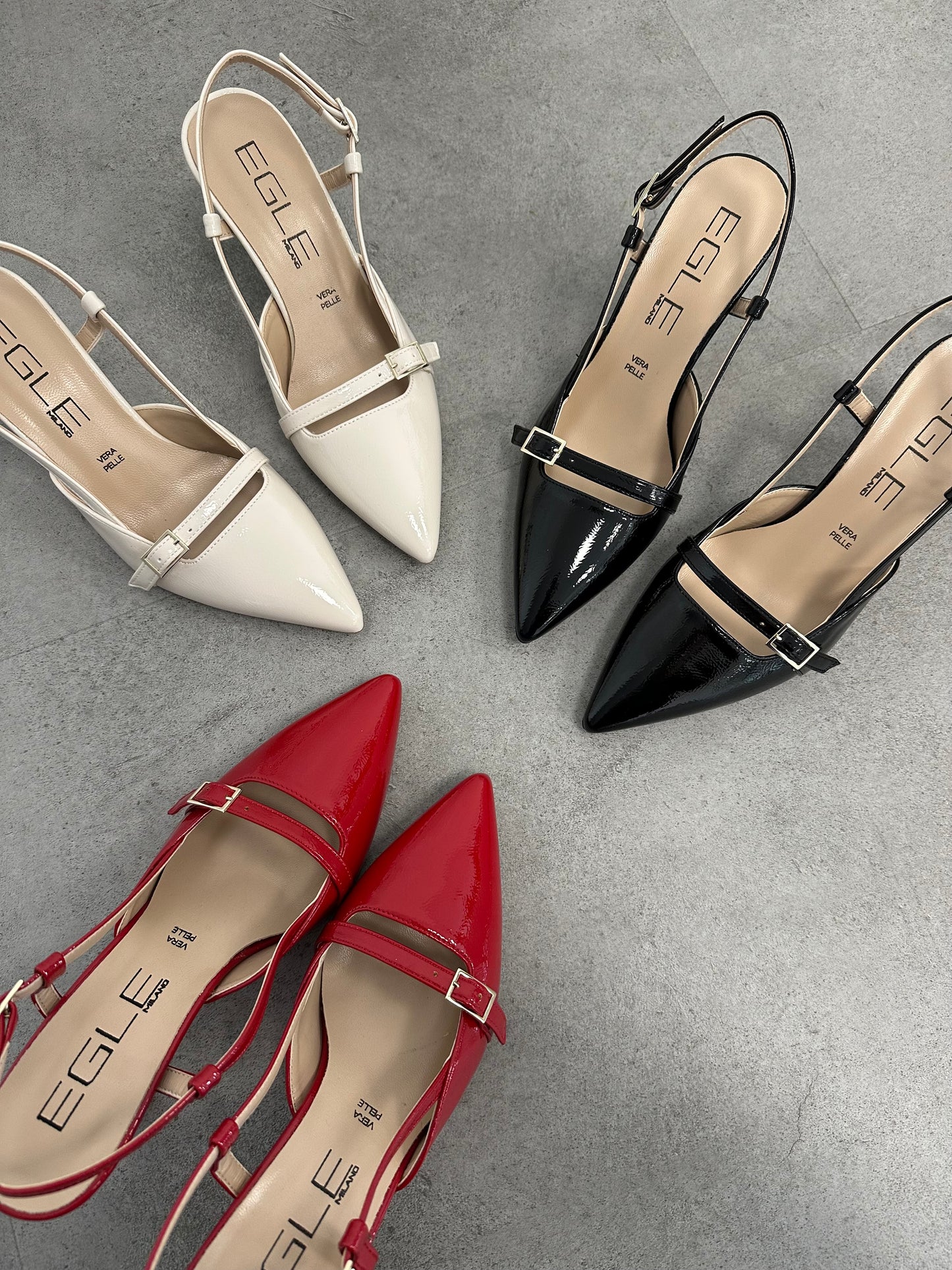 Décolleté slingback naplak cinturini burro