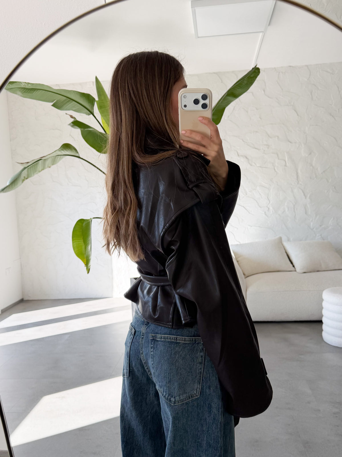 Chiodo eco pelle coffee