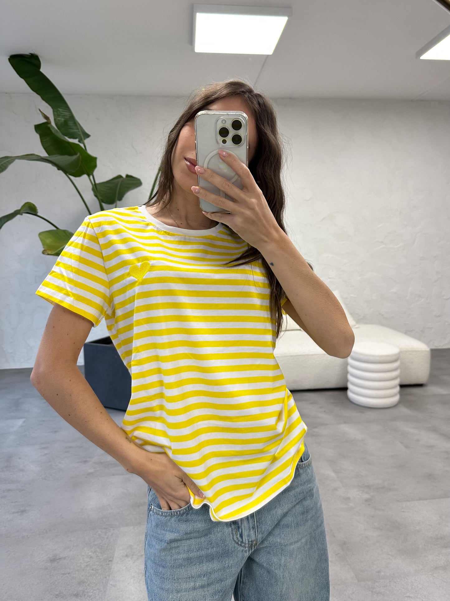 T-shirt righe cuore