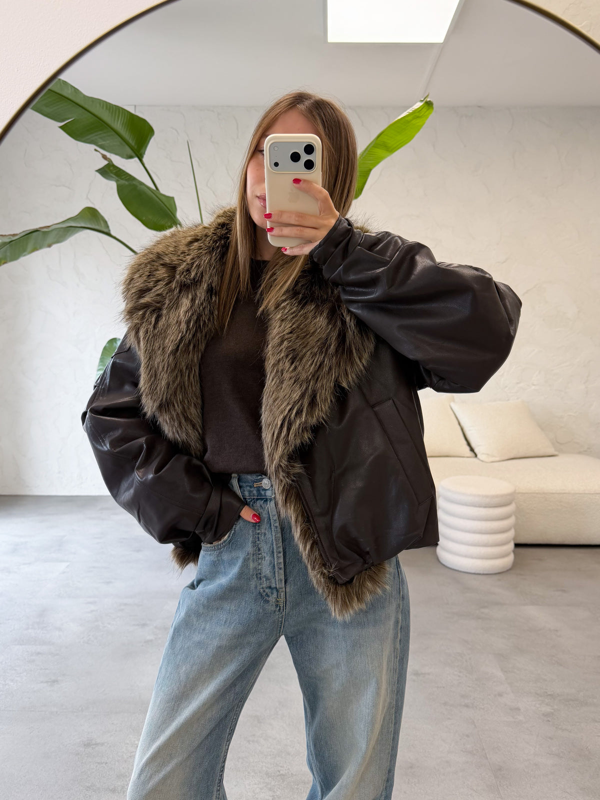 Bomber ecopelle pelo rimovibile