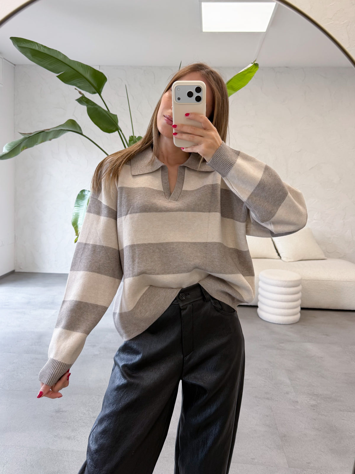 Maglia polo righe maxi
