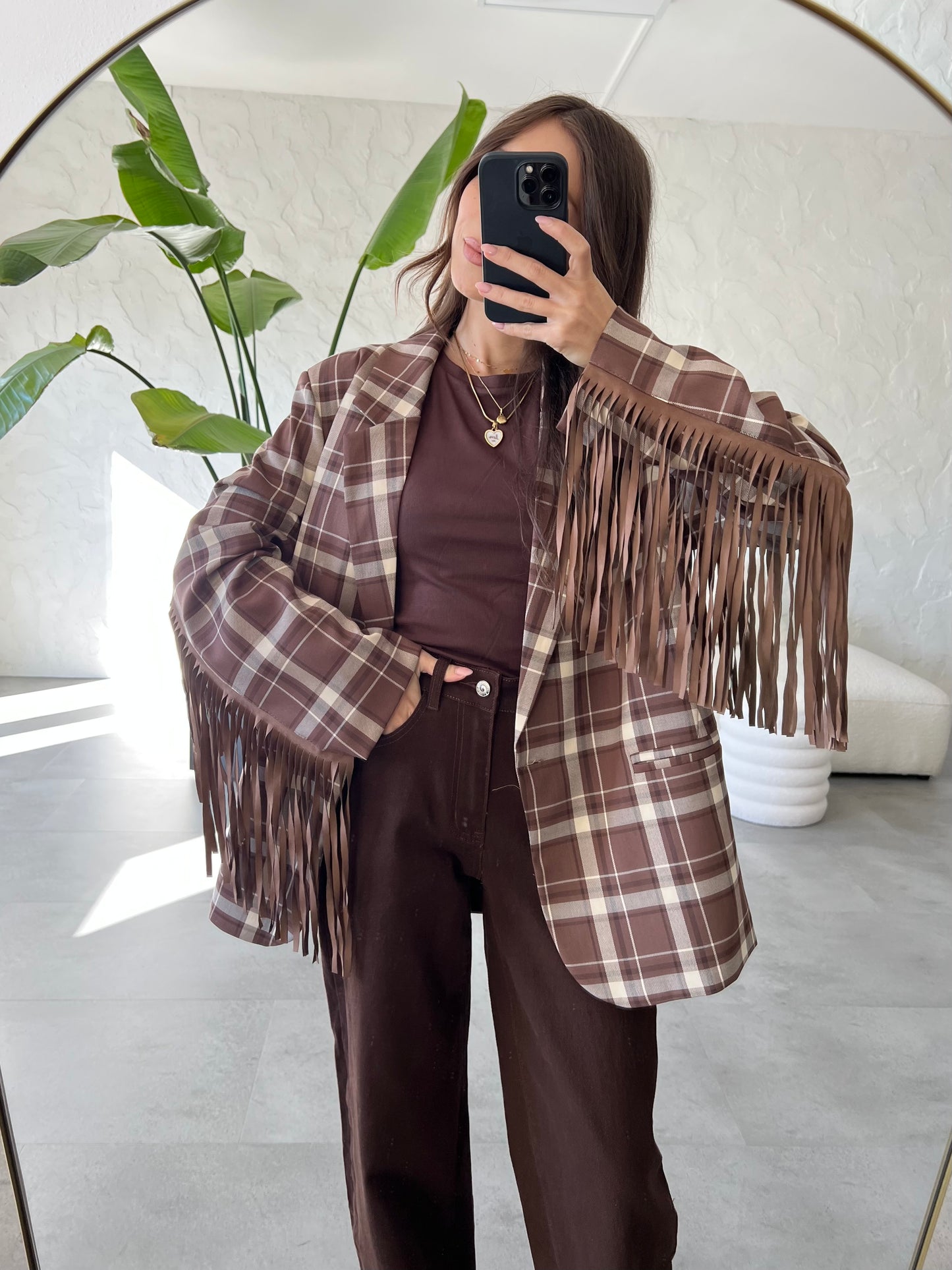 Giacca quadri frange