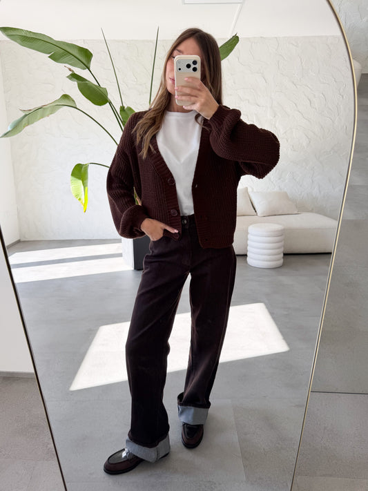 Jeans straight elasticizzato brown