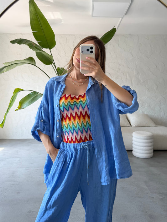 Camicia lino maniche corte