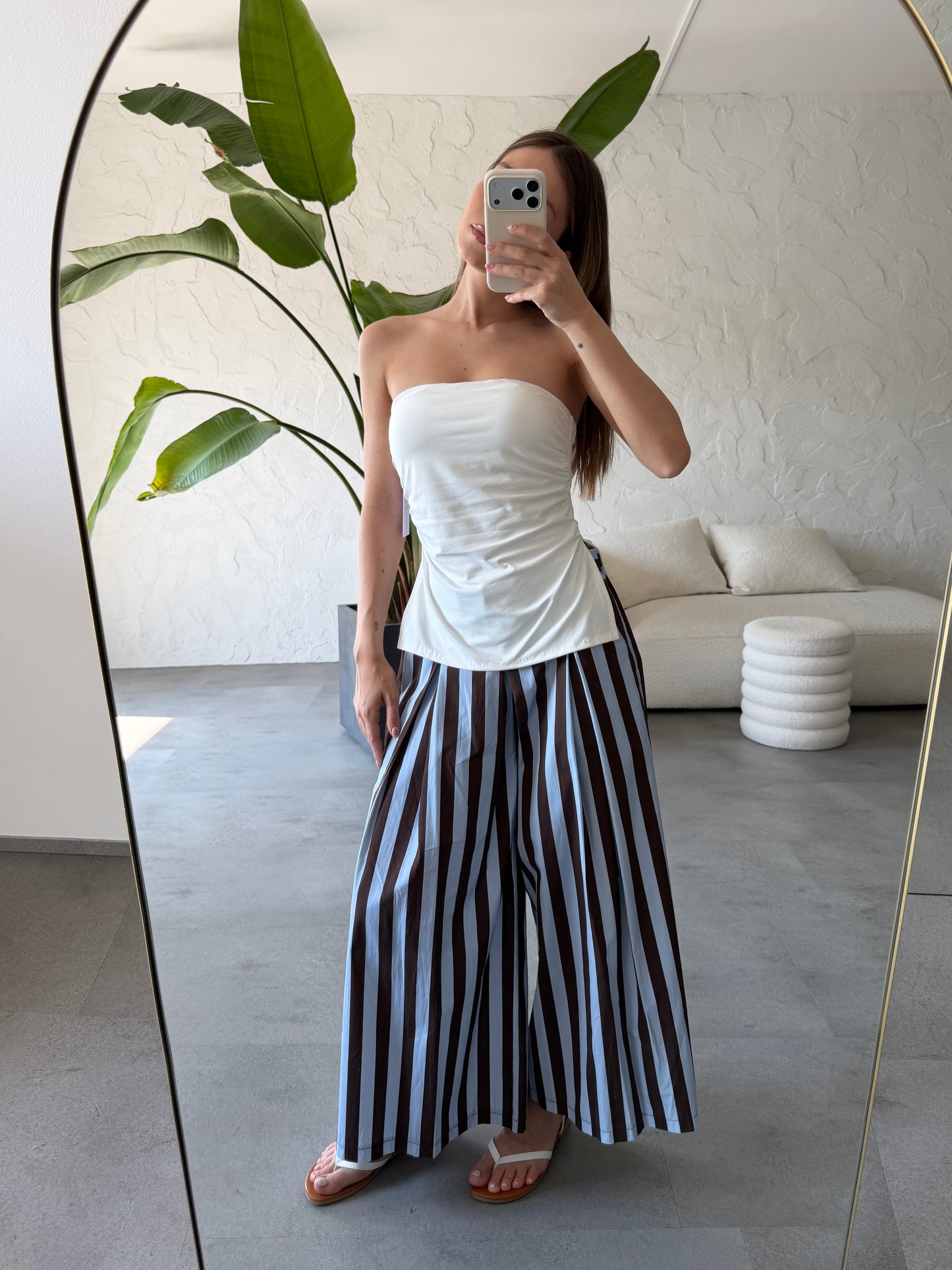 Pantalone righe cotone