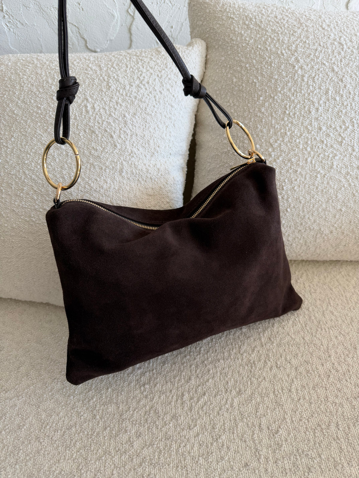 Borsa anelli camoscio