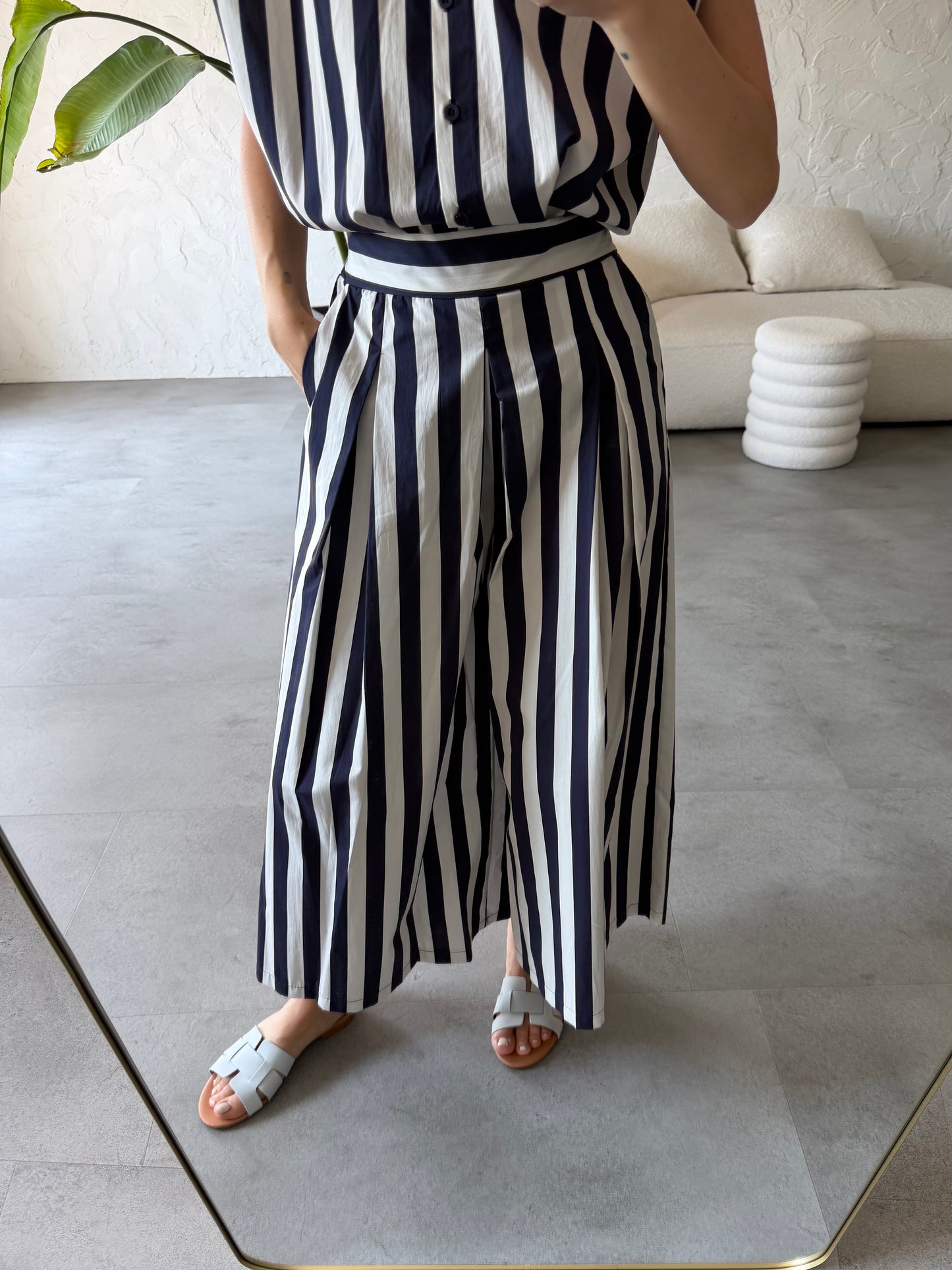 Pantalone righe cotone