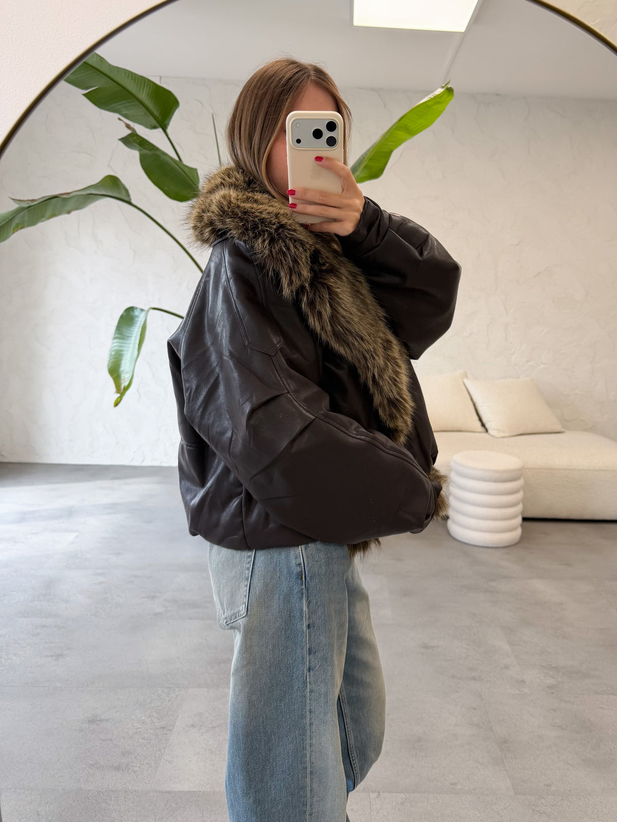 Bomber ecopelle pelo rimovibile