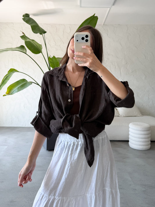 Camicia lino maniche corte