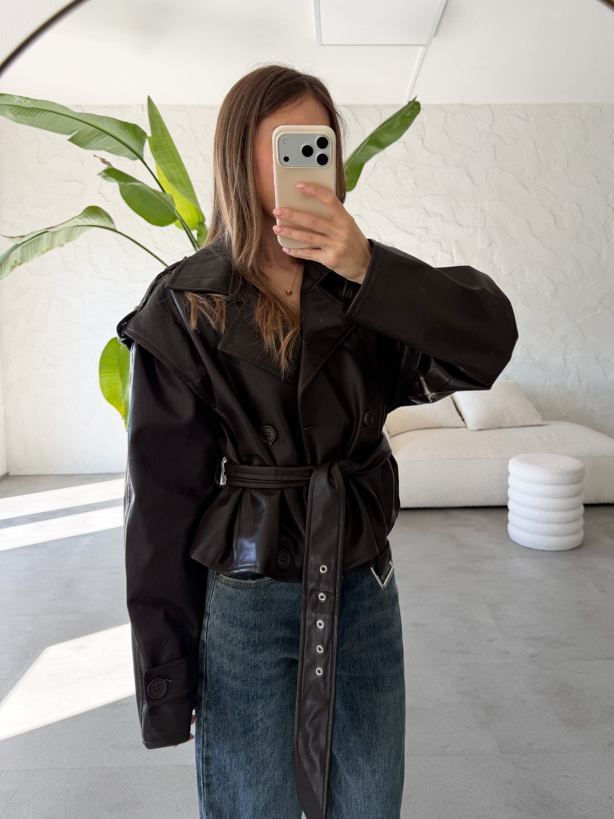 Chiodo eco pelle coffee