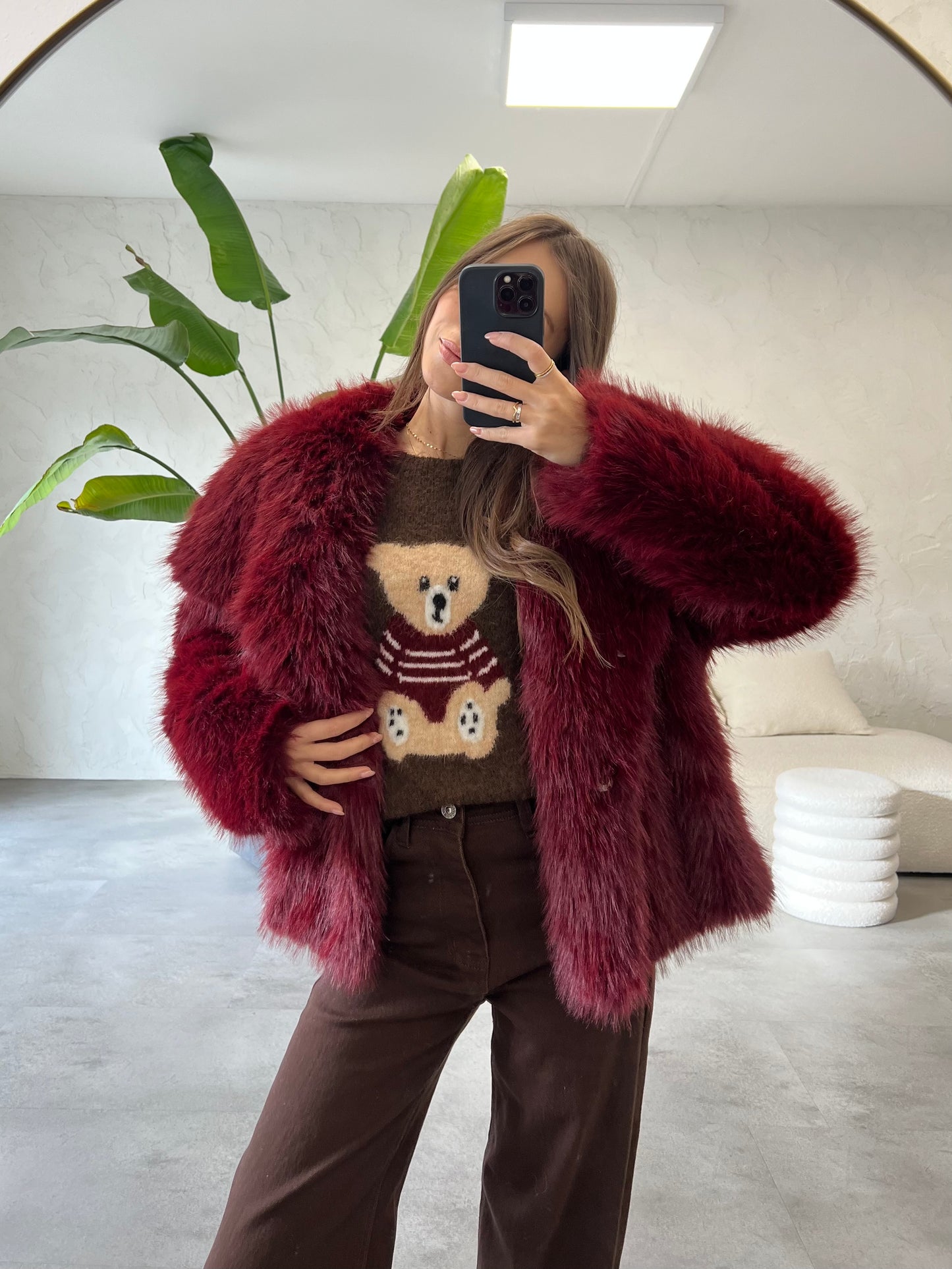 Eco pelliccia borgogna