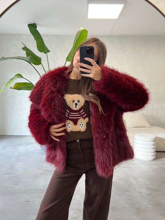 Eco pelliccia borgogna