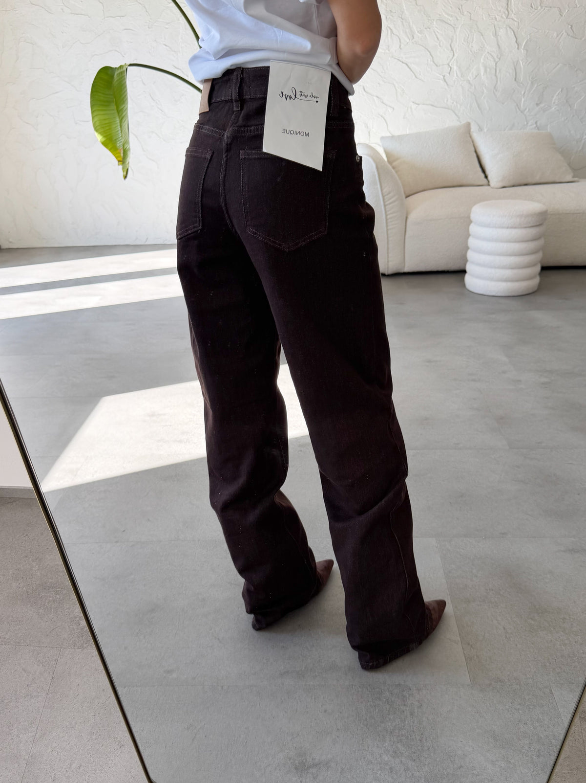 Jeans straight elasticizzato brown
