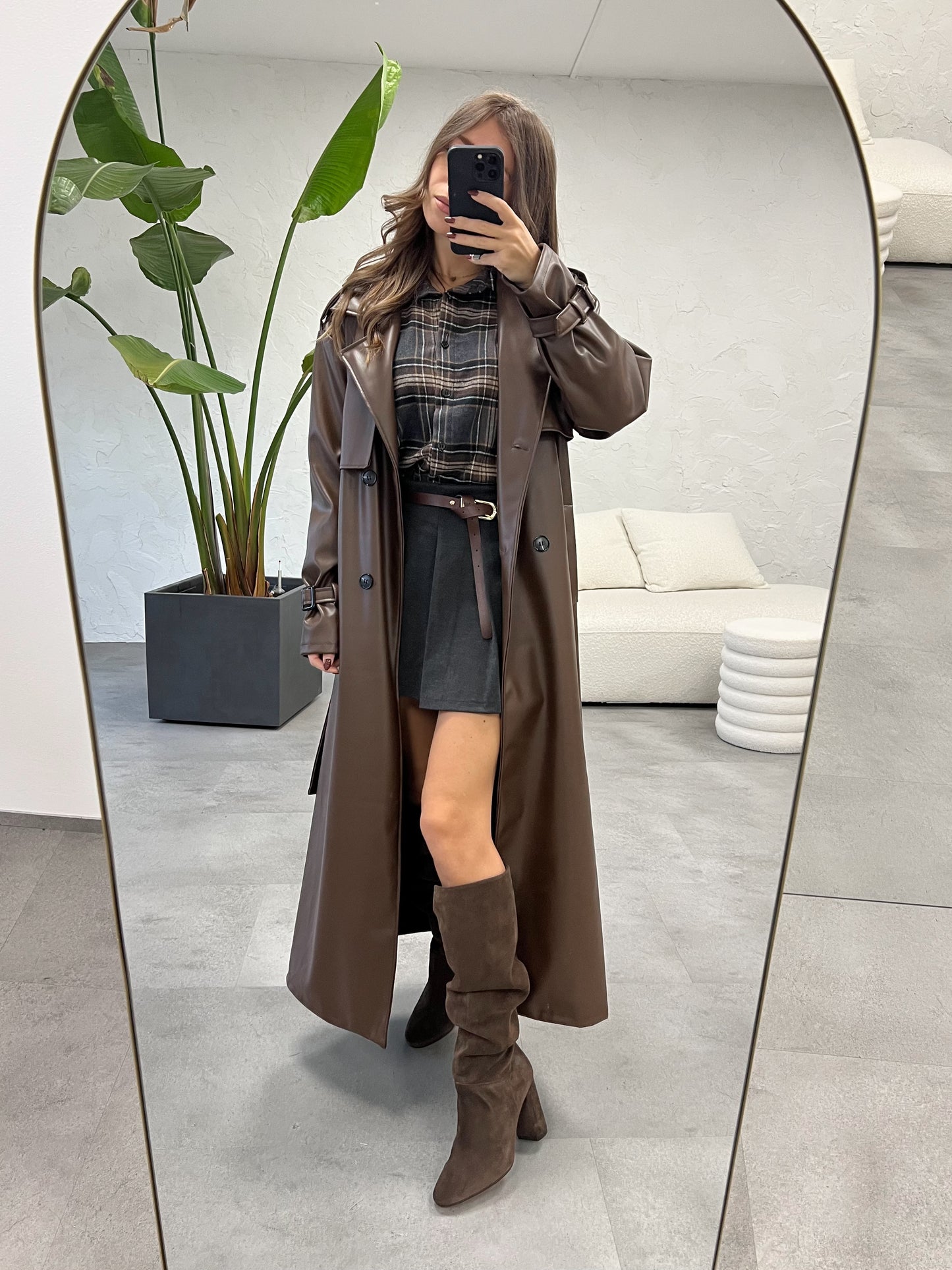 Trench simil pelle chocolate