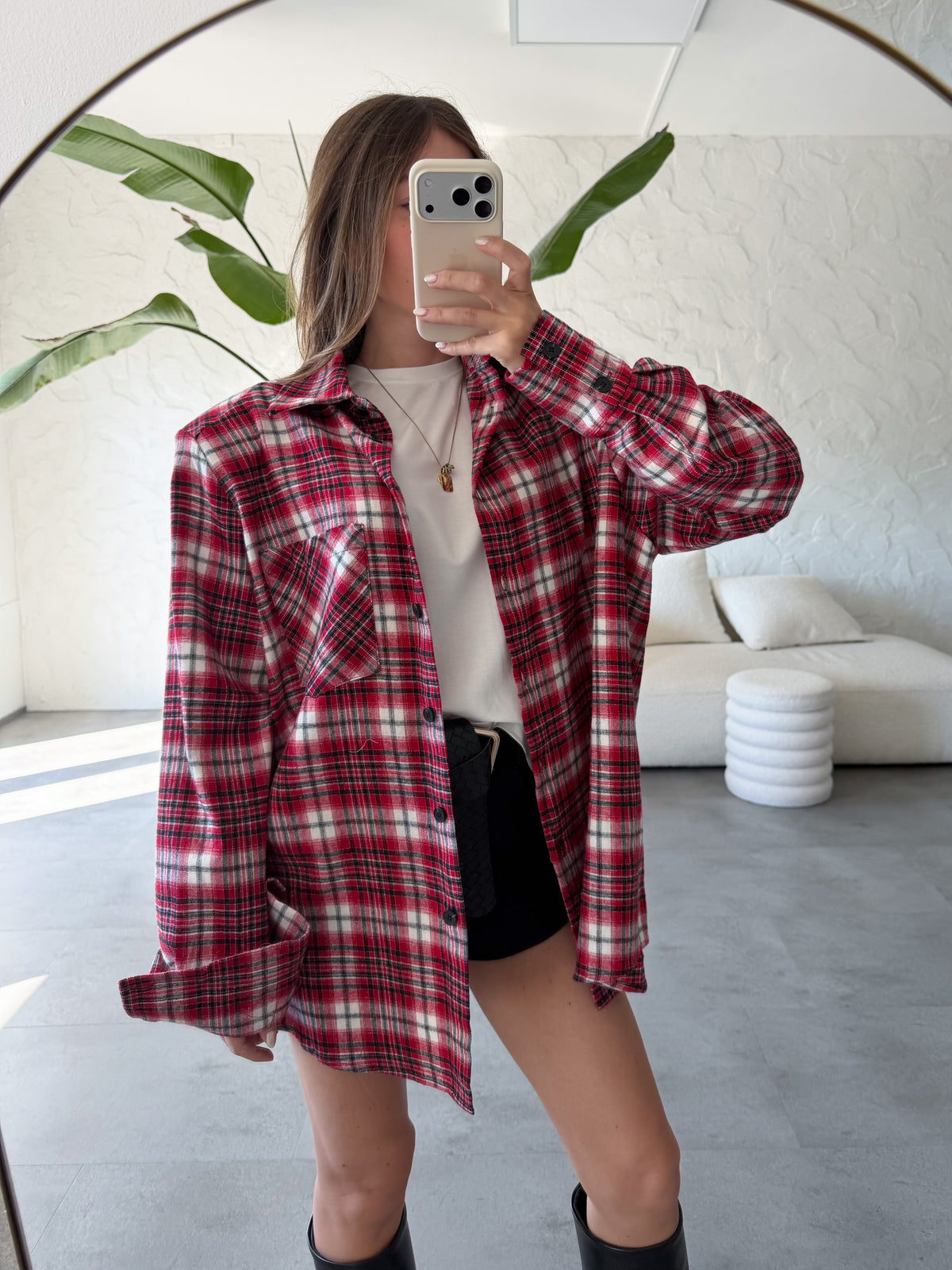 Camicia check spalline