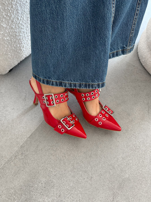 Chanel doppia fibbia Nacrèe rosso